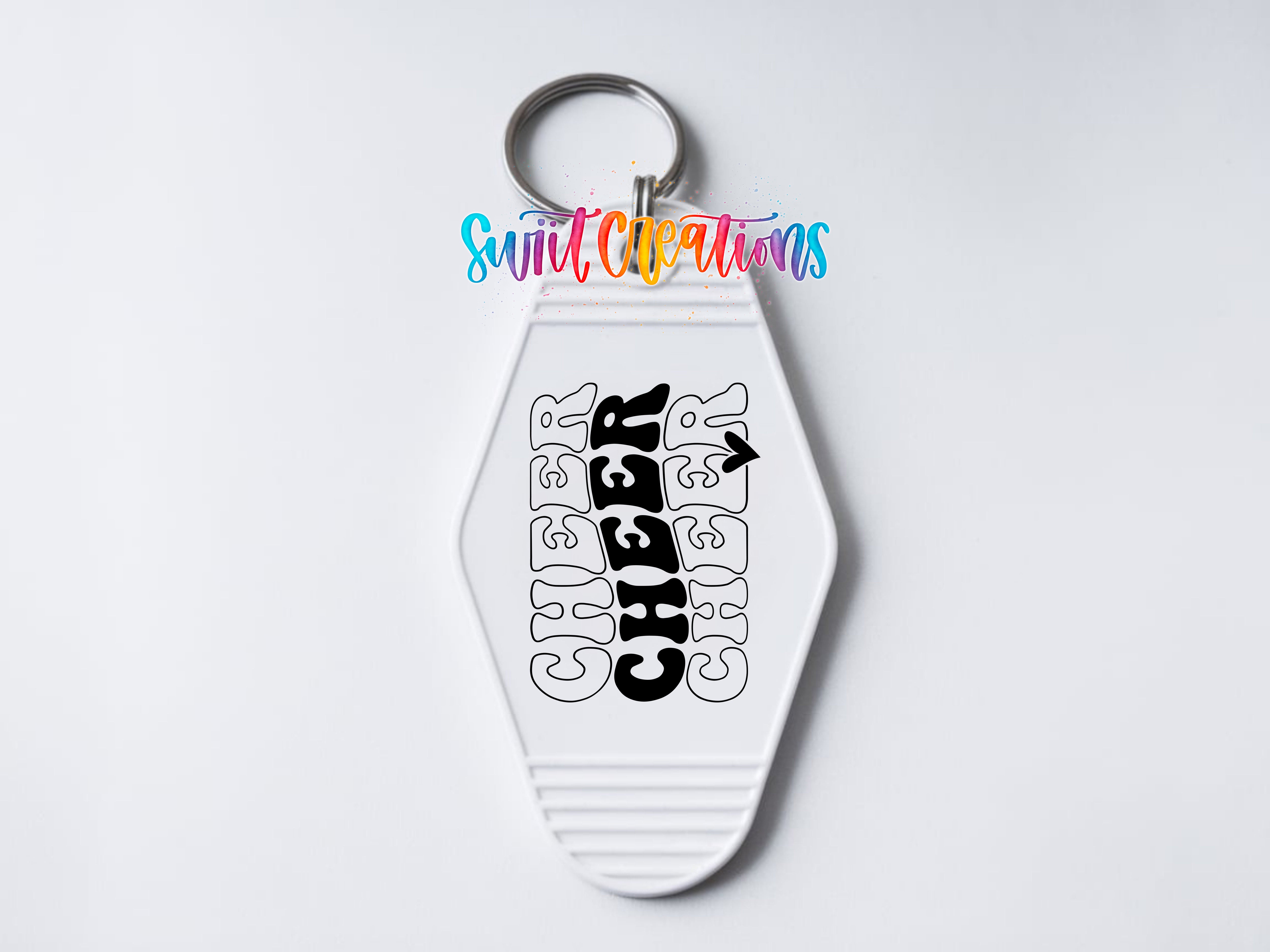 A keychain with the word "CHEER" printed on it in a stylized font.