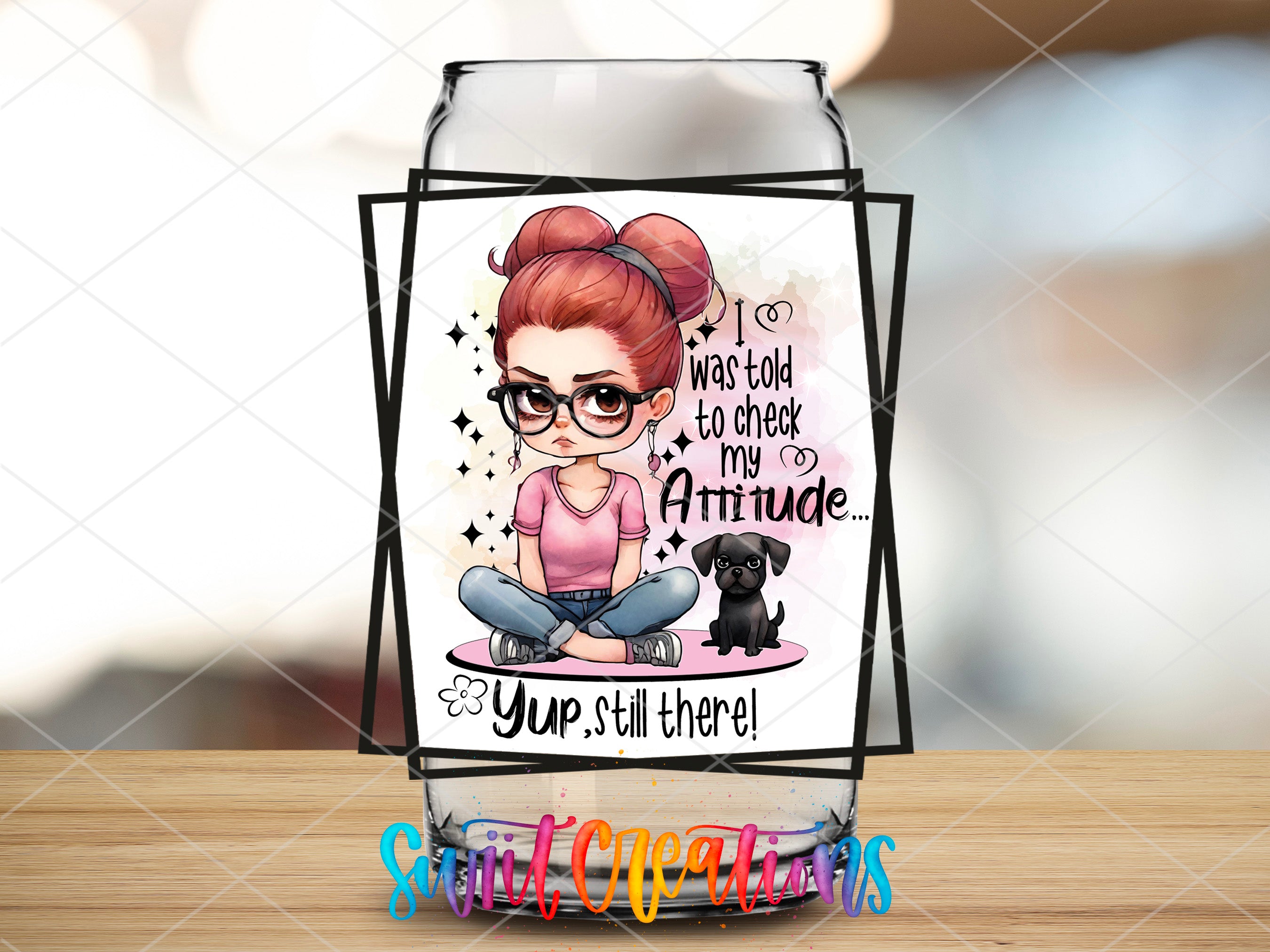 a card with a picture of a girl and a dog