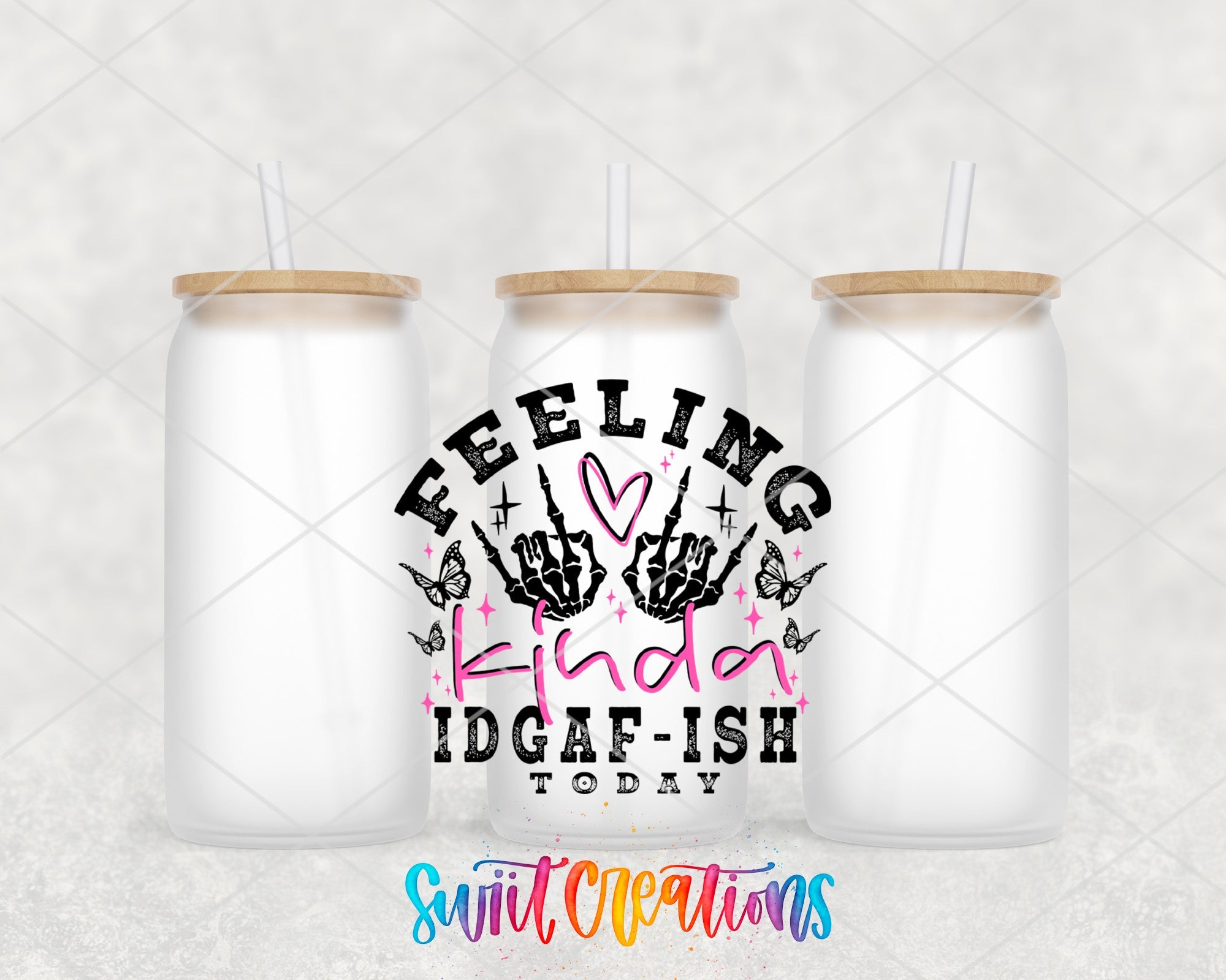a couple of white mason jars sitting next to each other