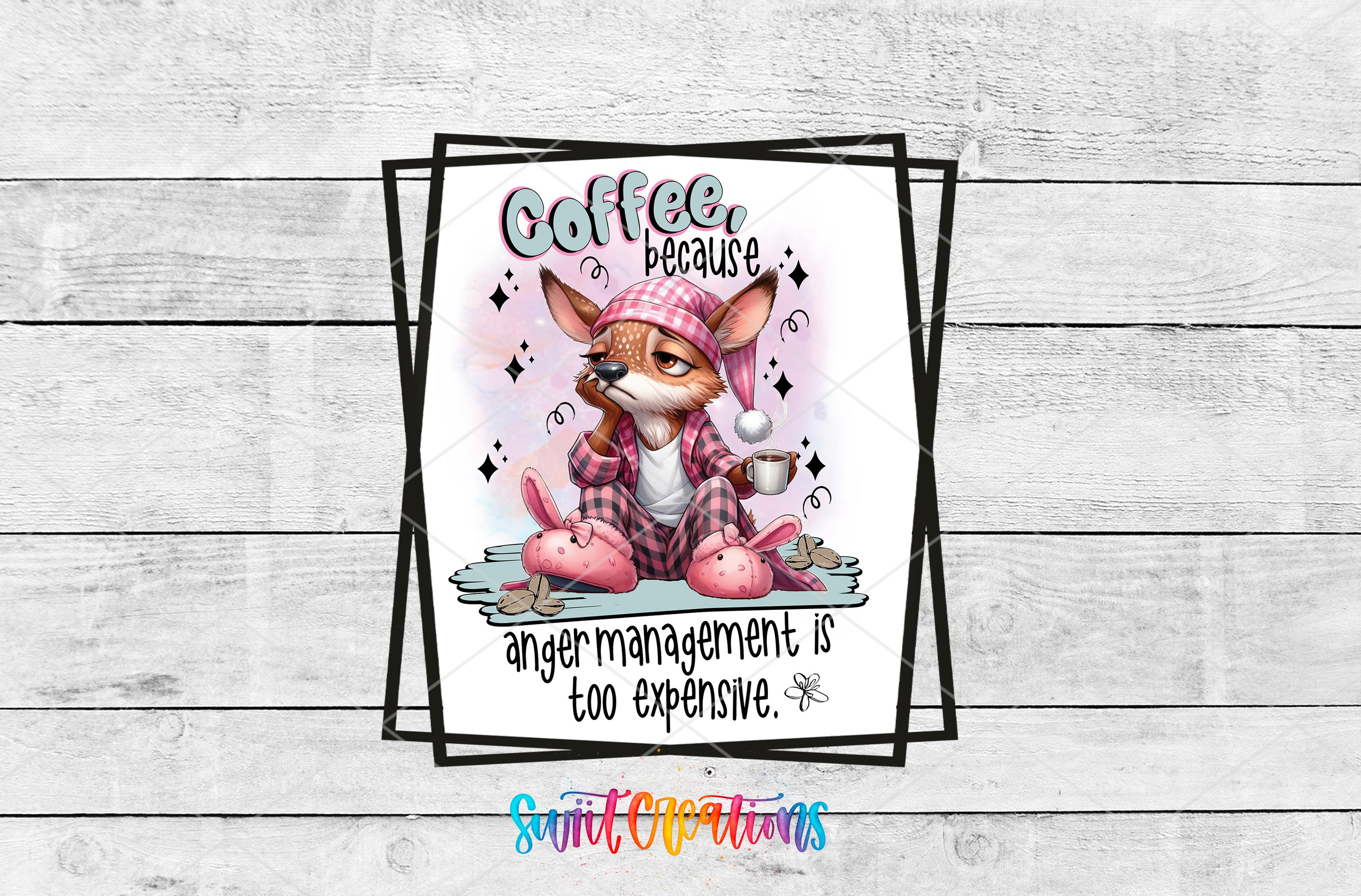 a card with a picture of a cat wearing a pink hat
