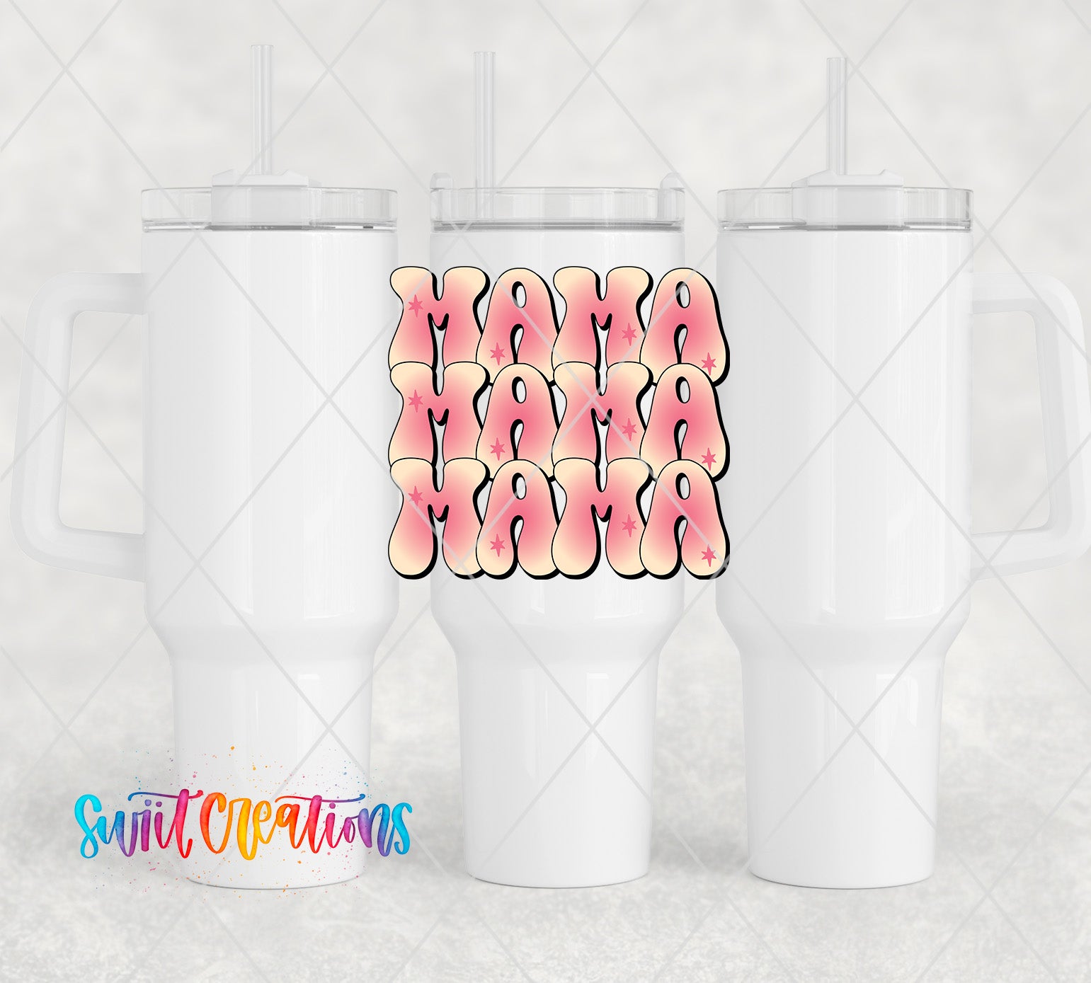 a couple of white coffee mugs sitting next to each other