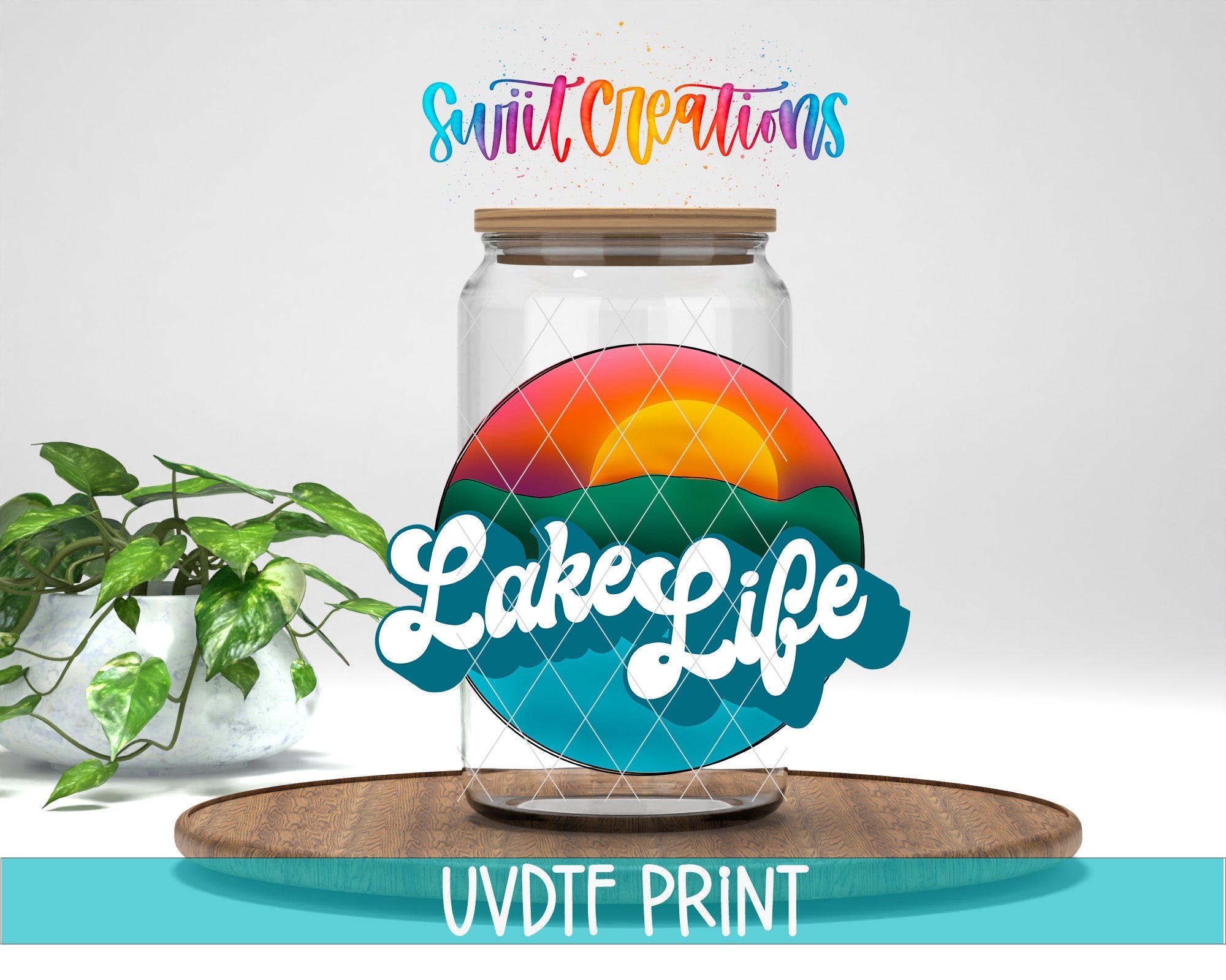 a glass jar with the words lake life on it