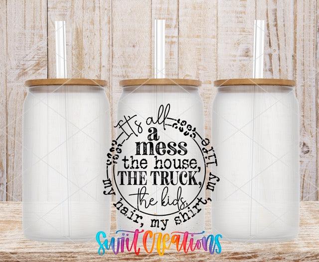 two white tumbles with a saying on them