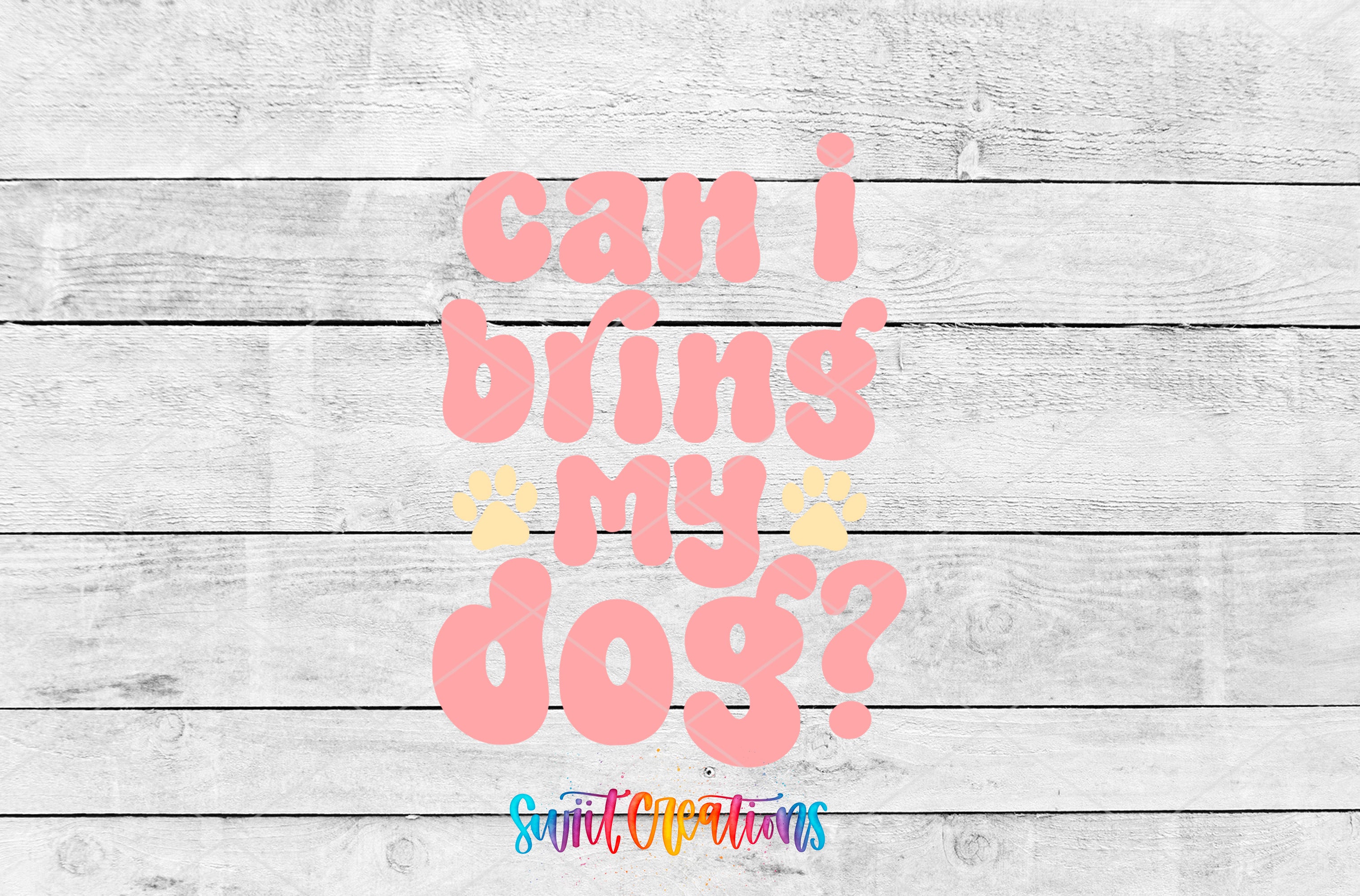 a text overlay on a wooden background that reads "Can I bring my dog?"