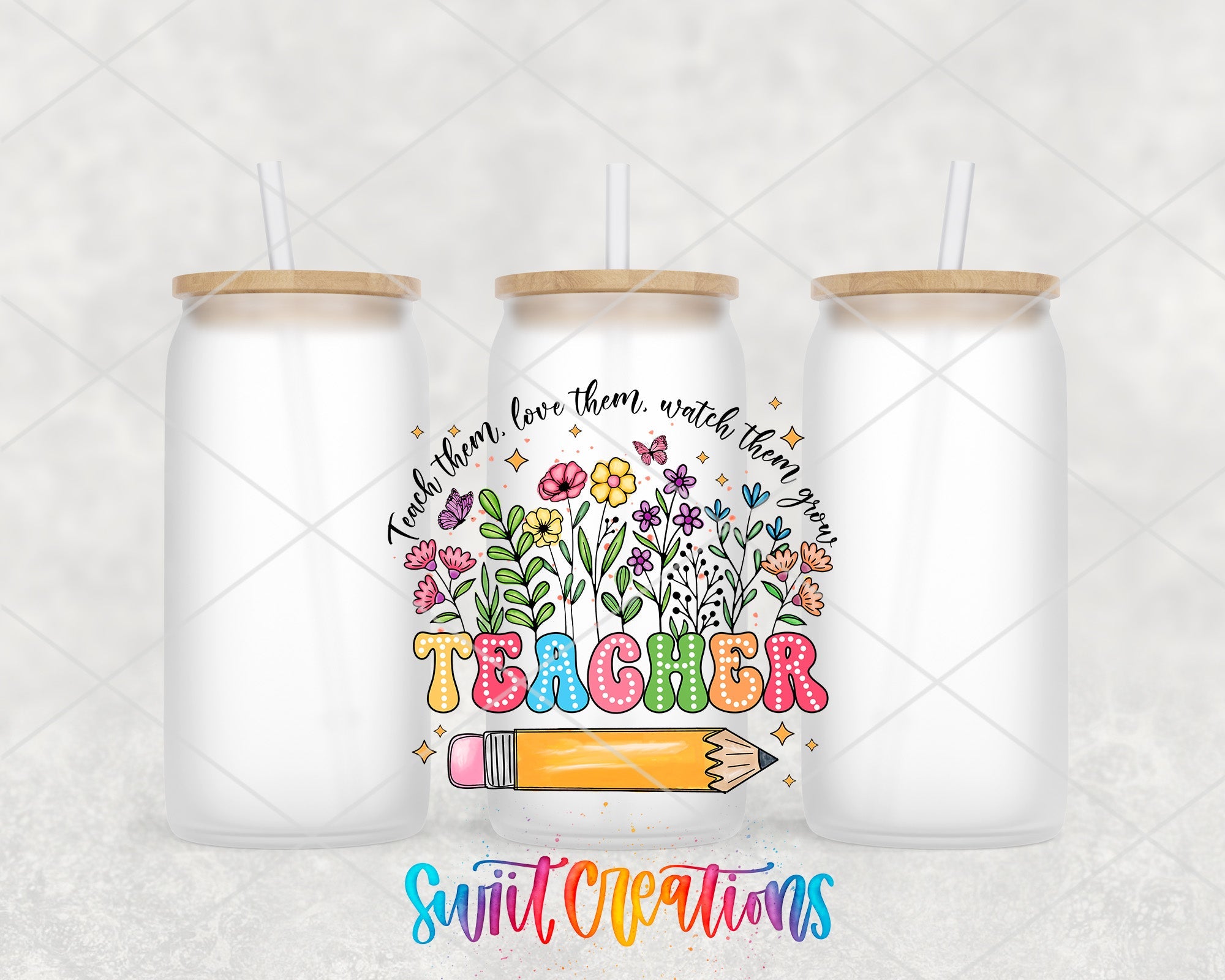 a couple of jars with a pencil on top of them