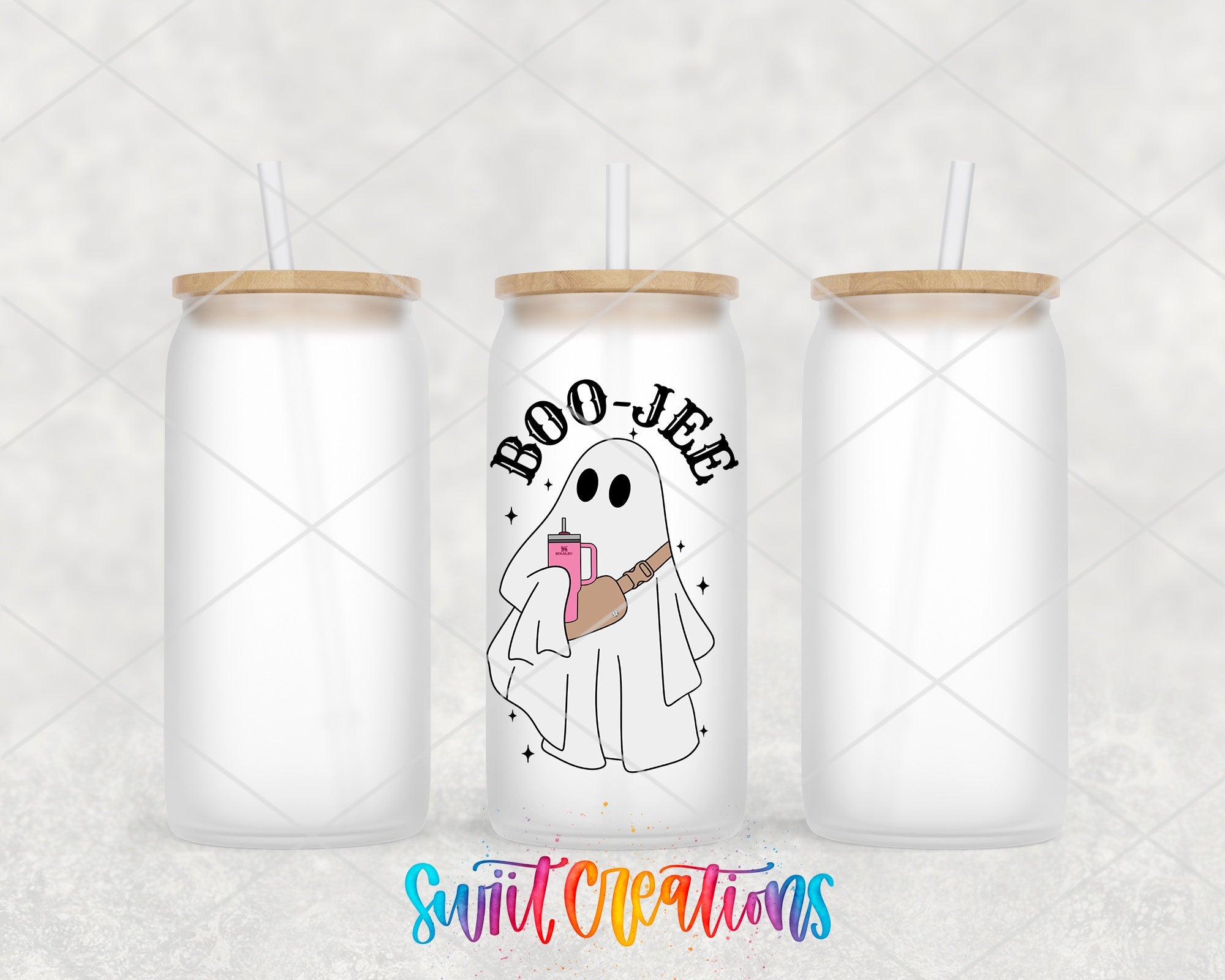 a couple of white cups with straws in them
