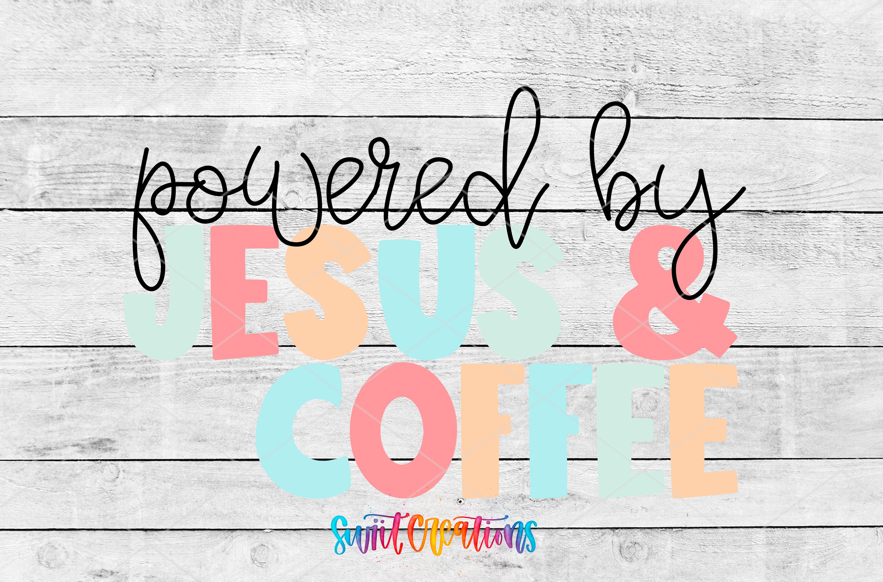 the word jesus and coffee on a wooden background