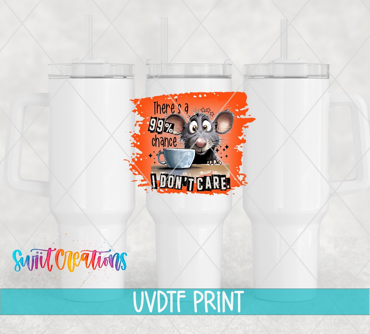 a set of three tumbles with a picture of a mouse on them