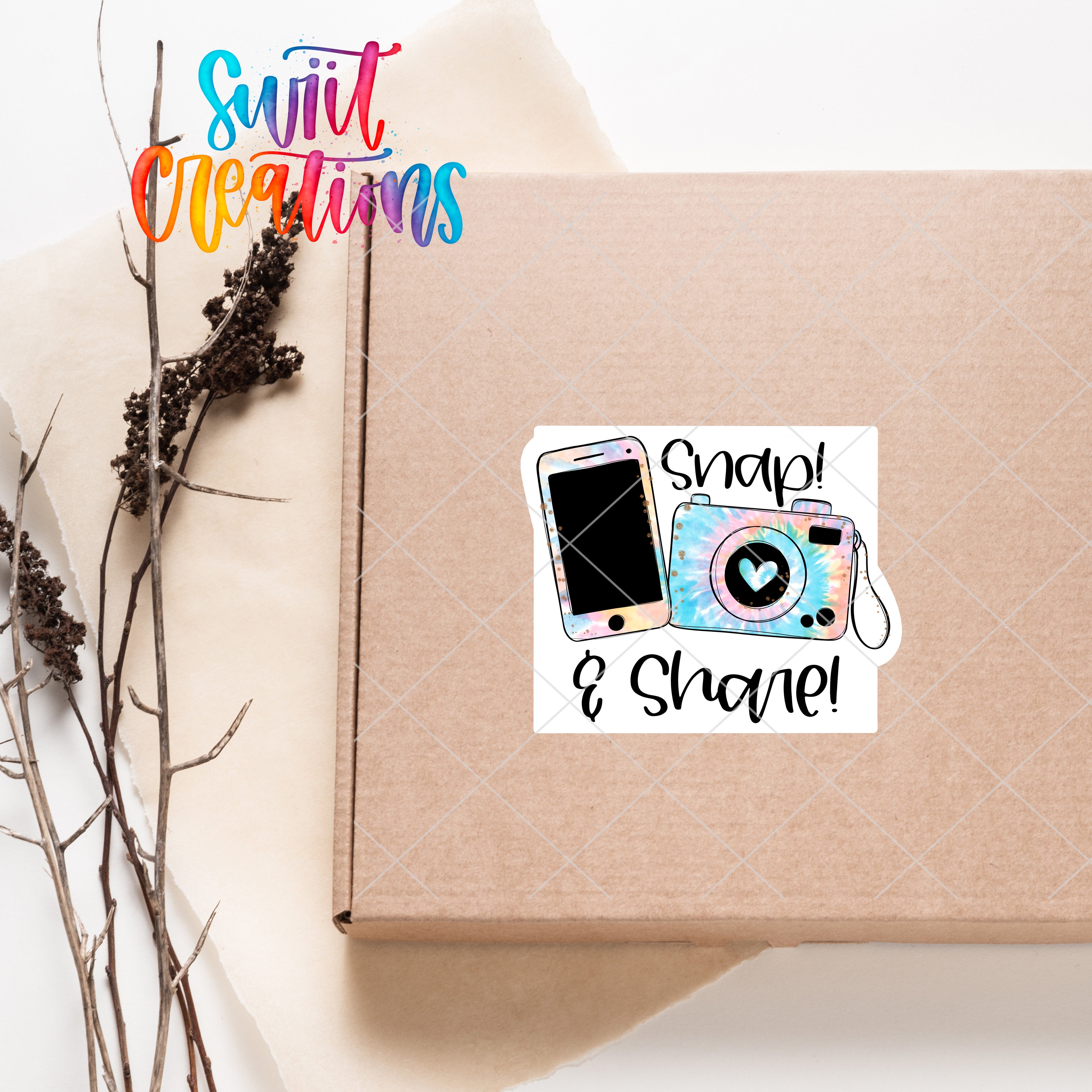 a box with a sticker on it next to a plant