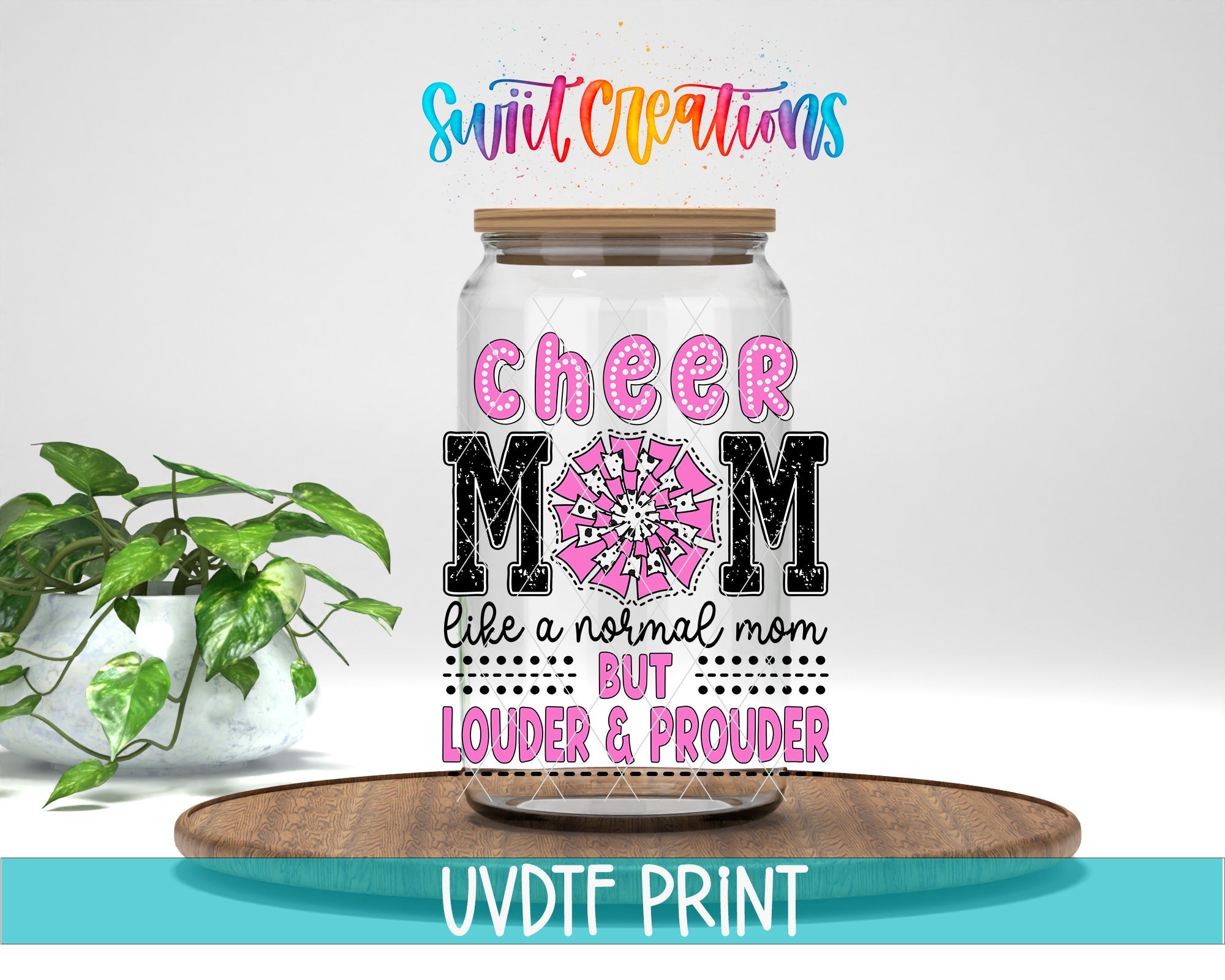 a mason jar filled with cheer mom like a normal mom