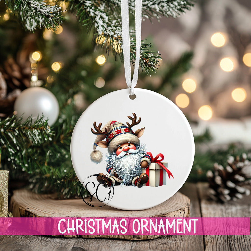 a christmas ornament hanging from a christmas tree