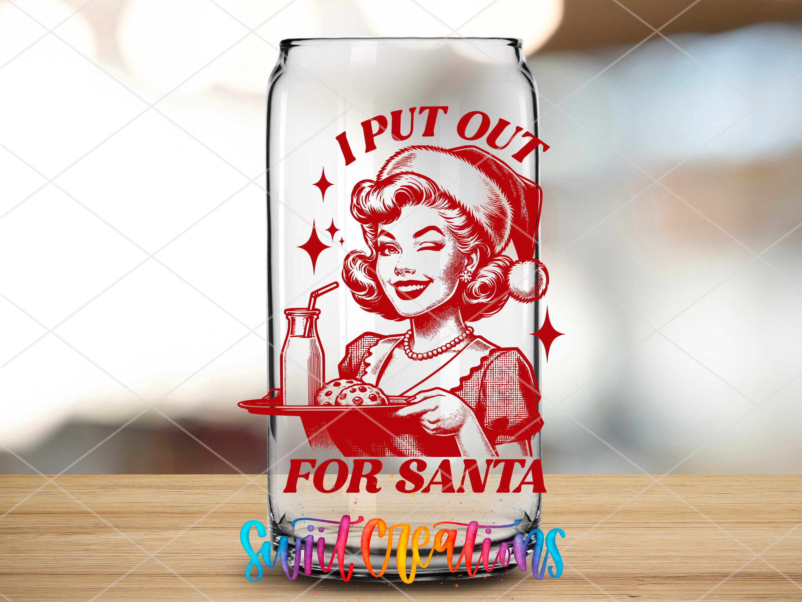 a glass with a picture of a woman on it