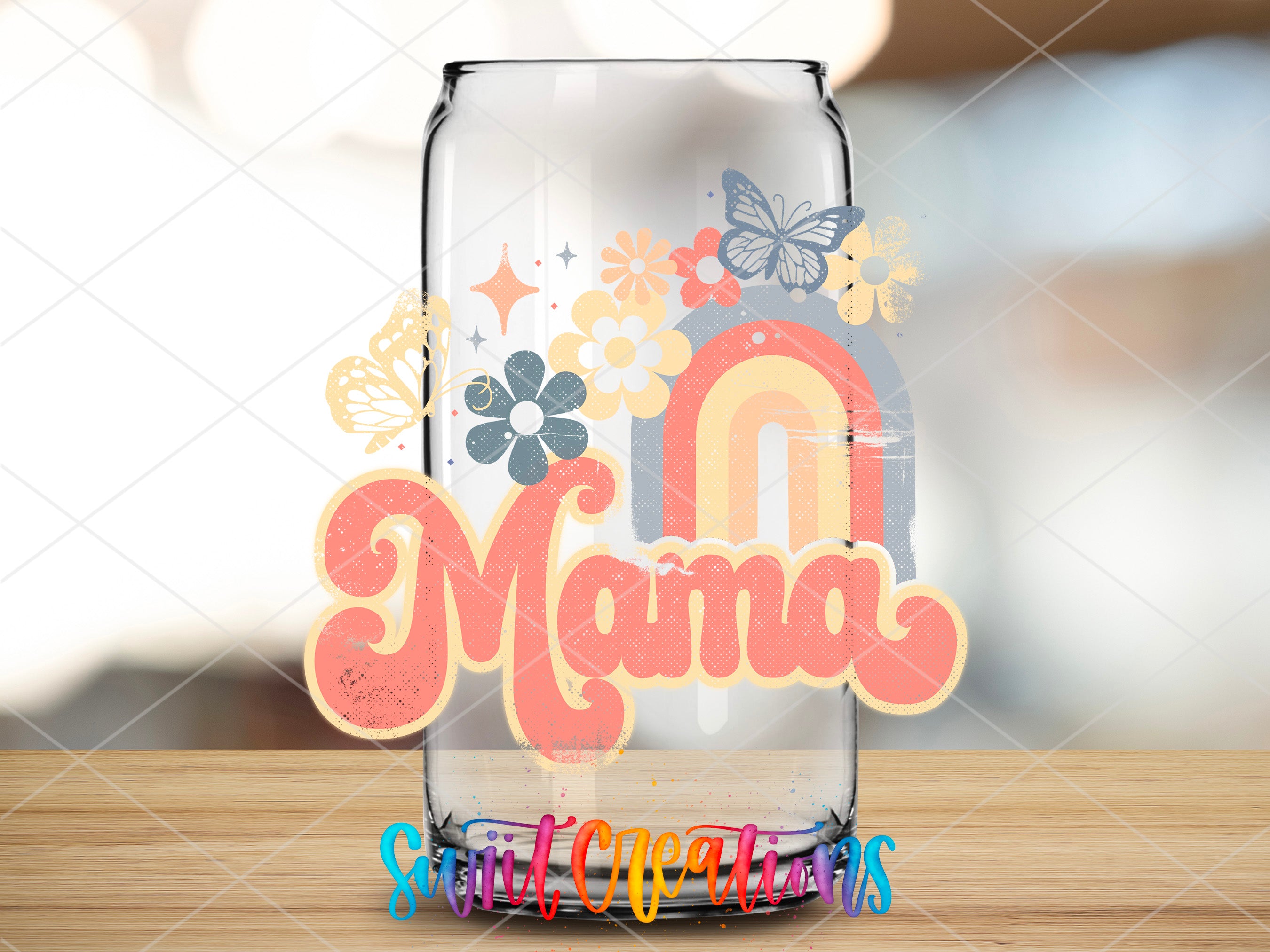 a glass jar with the word mama on it