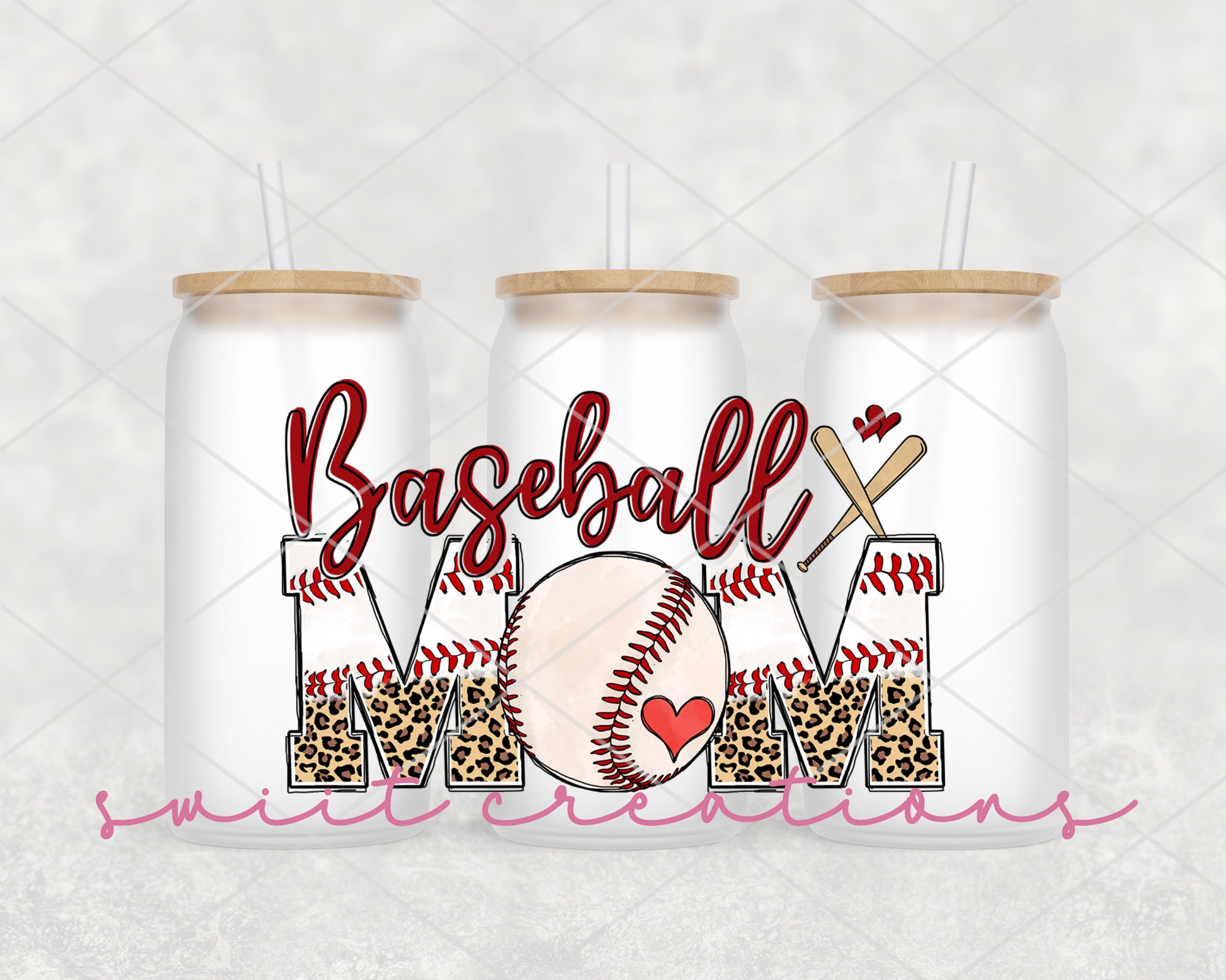 a couple of cans with baseball mom on them