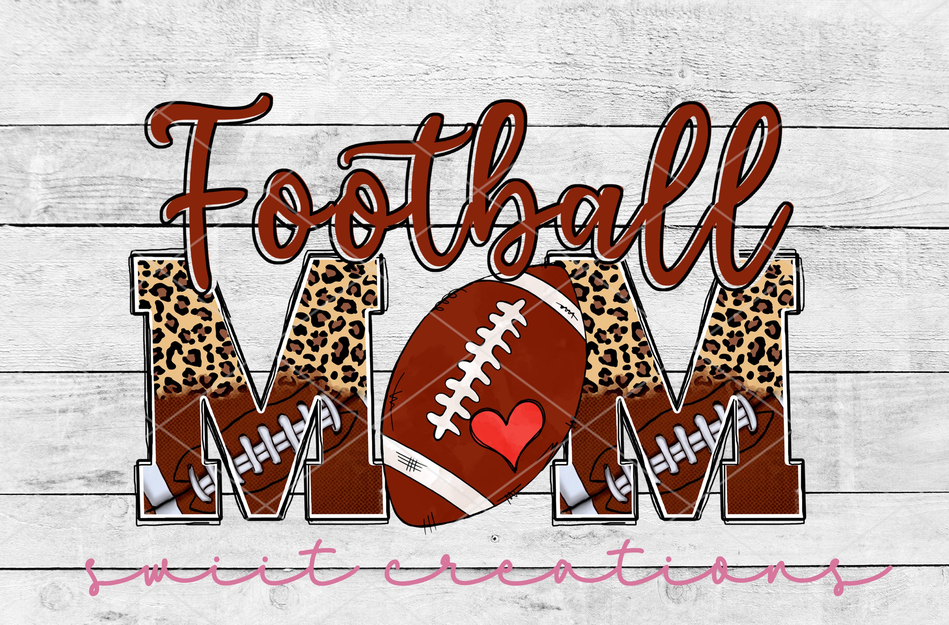 a football mom with leopard print on it
