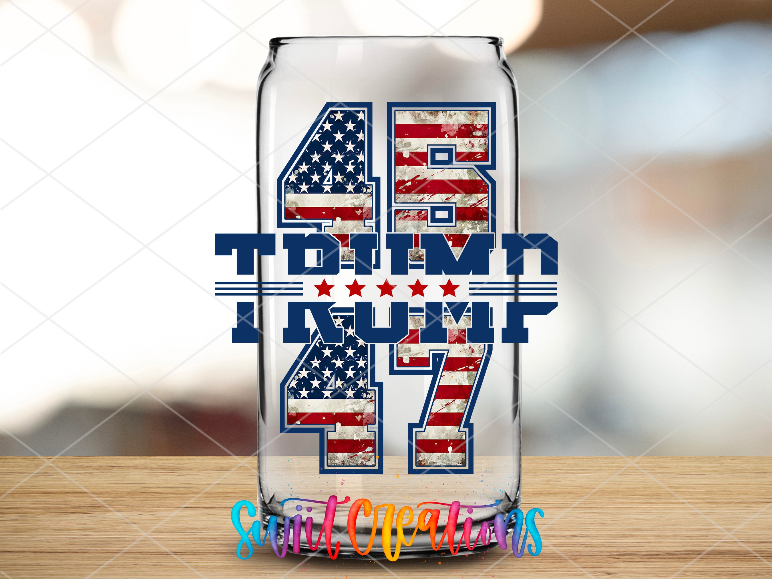 a glass with a fourth of july design on it