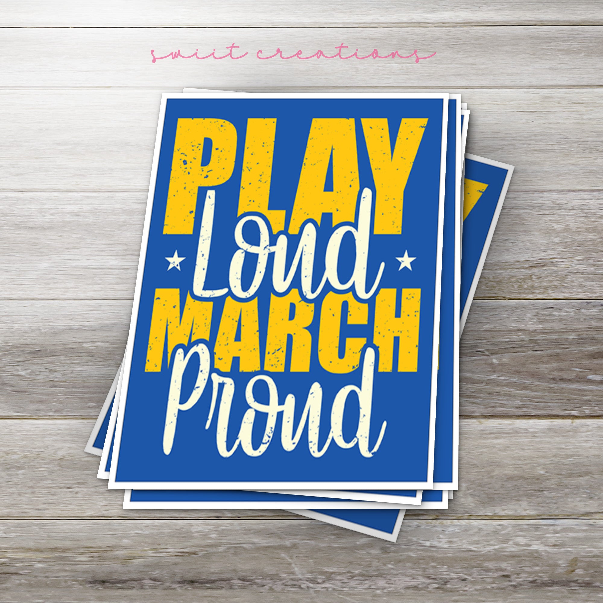 a close up of a greeting card with the words play, lord, march,