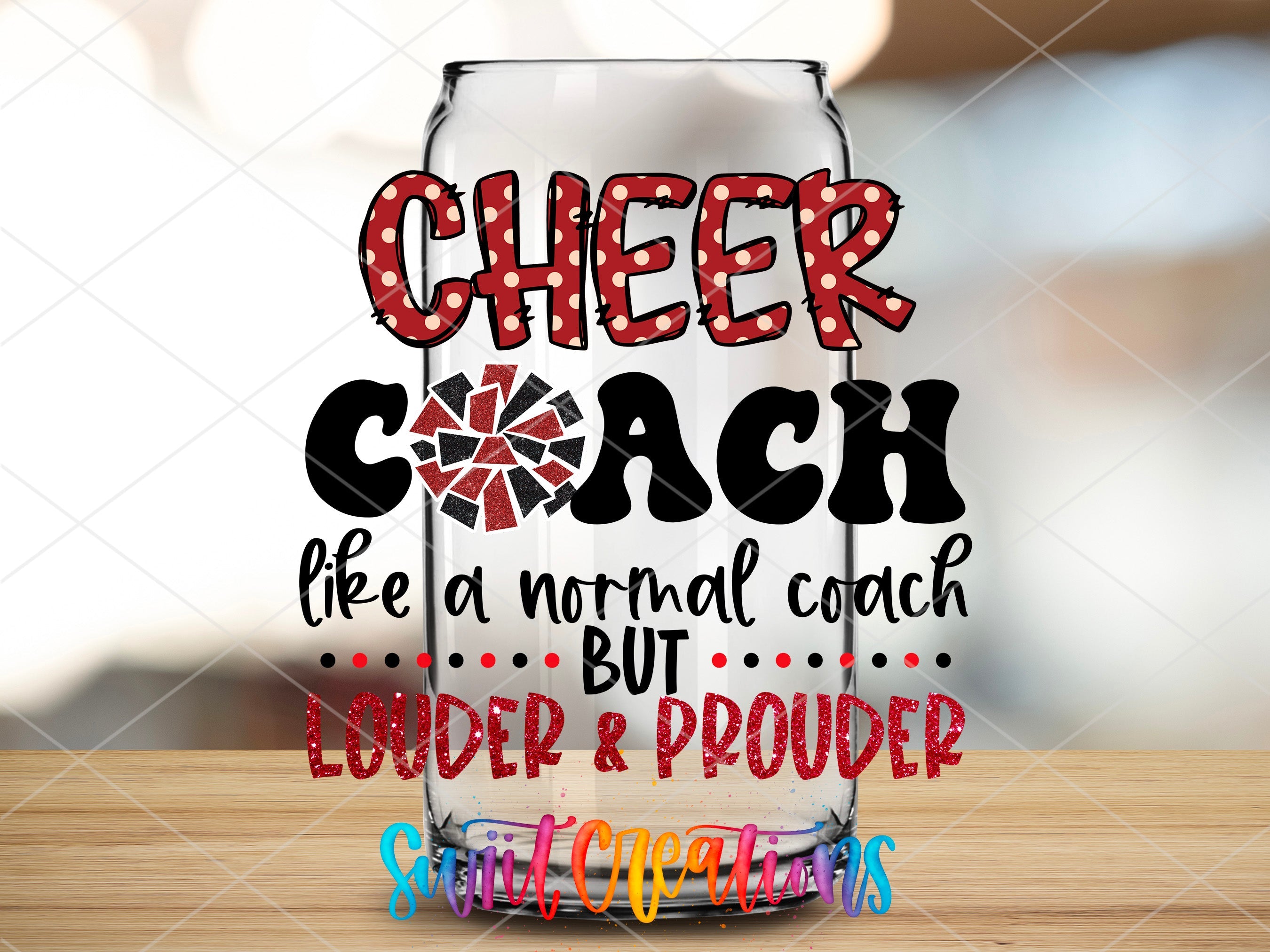 a wine glass with the words cheer coach on it