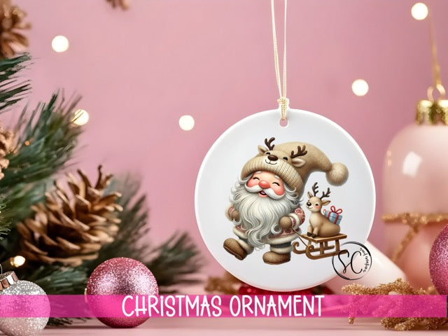 a christmas ornament hanging from a christmas tree
