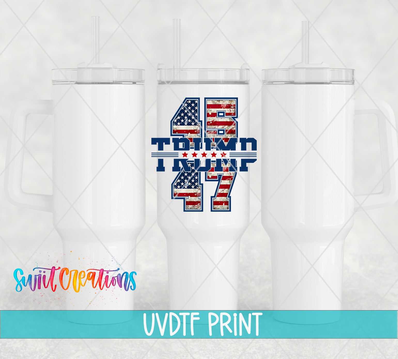 a set of three tumblers with the number four on them