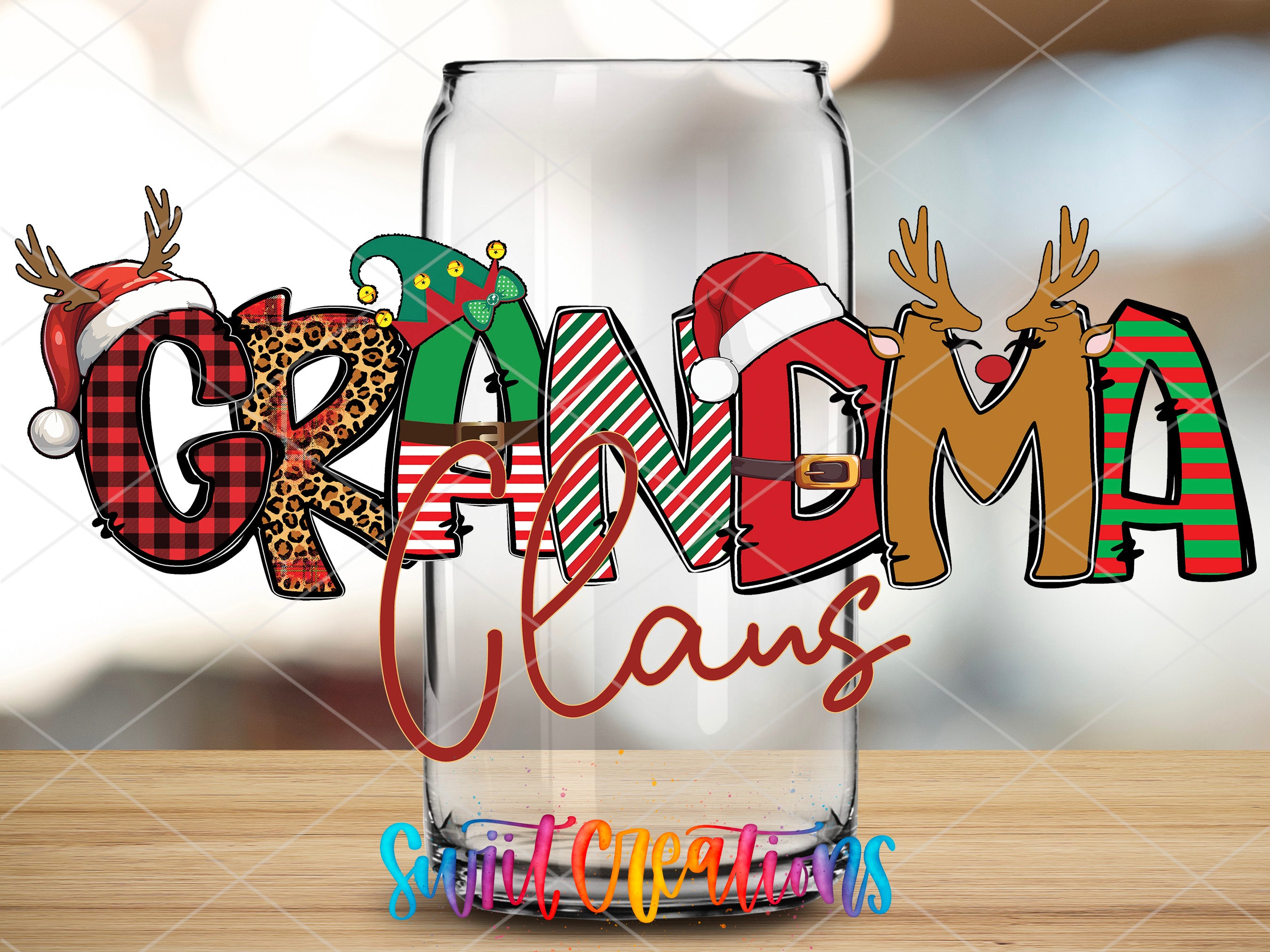 a glass with some type of lettering on it