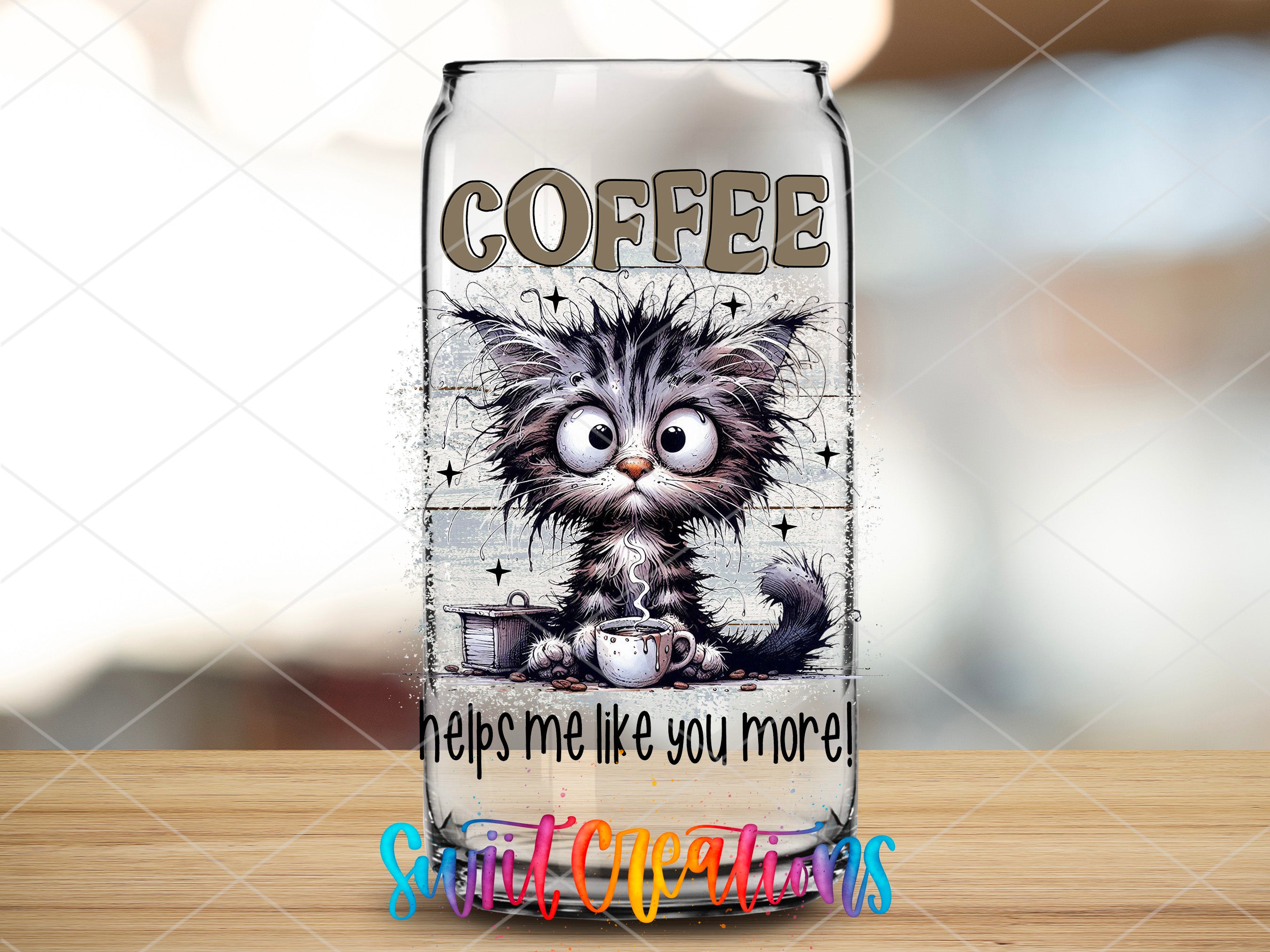 a can of coffee with a cat on it