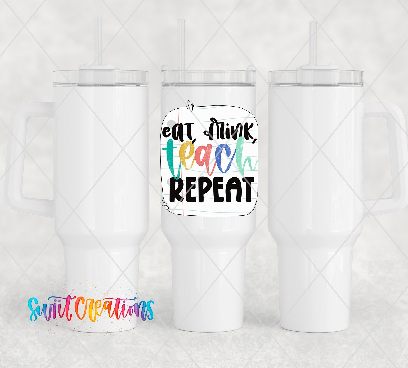 a couple of white cups sitting next to each other