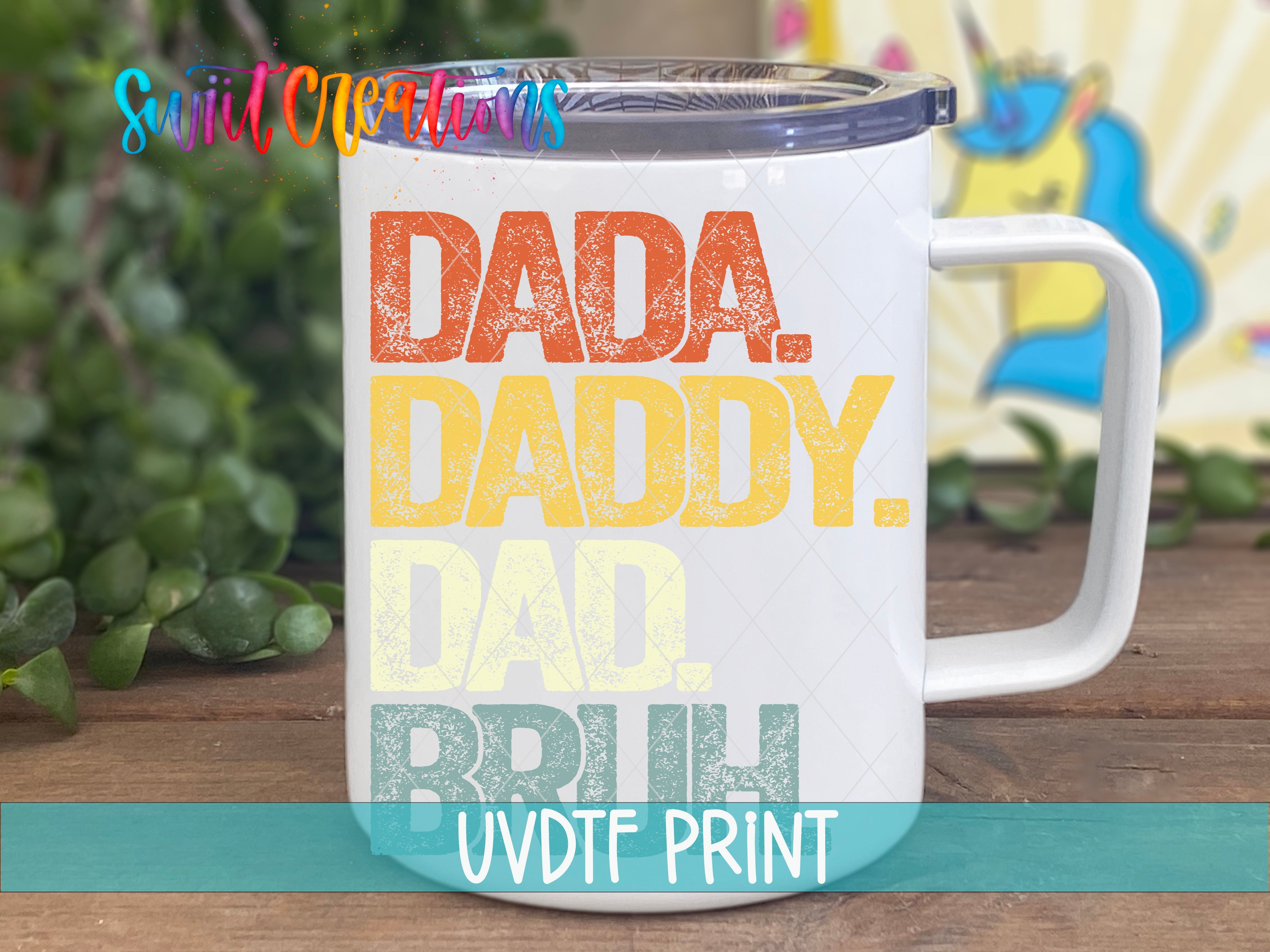 a white coffee mug with the words dad daddy dad bill on it