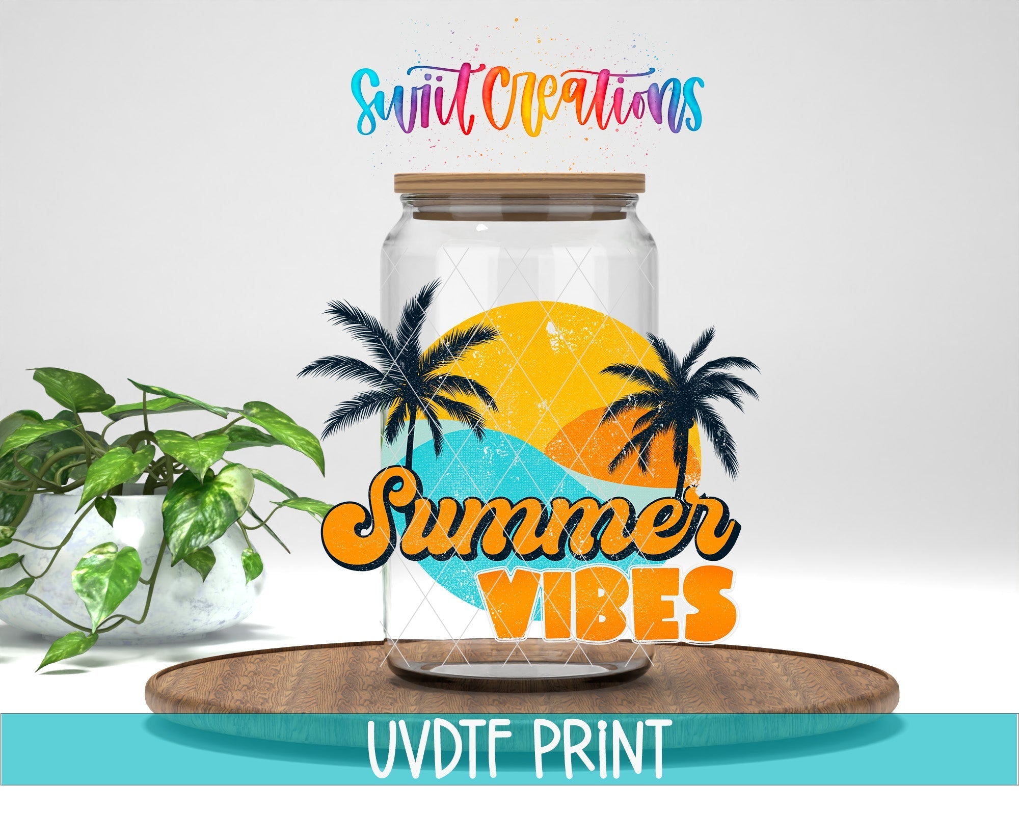 a glass jar with the words summer vibes on it