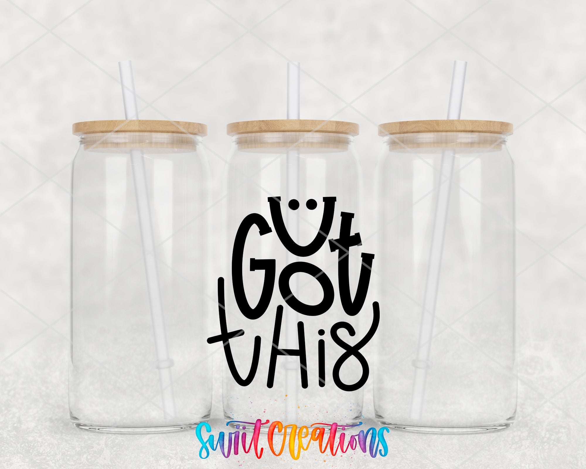a couple of glass jars with straws in them