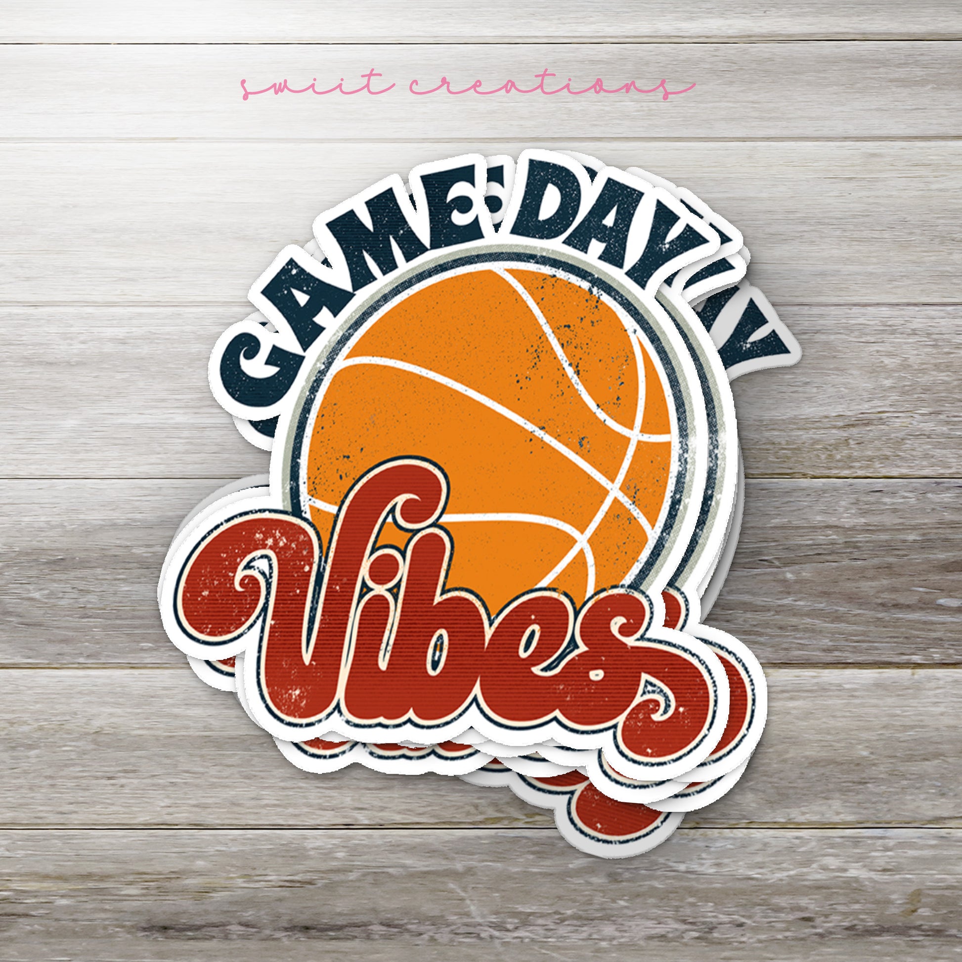 a basketball sticker that says game day vibes