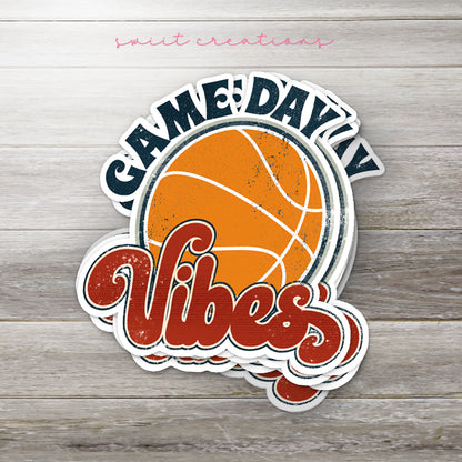 a basketball sticker that says game day vibes