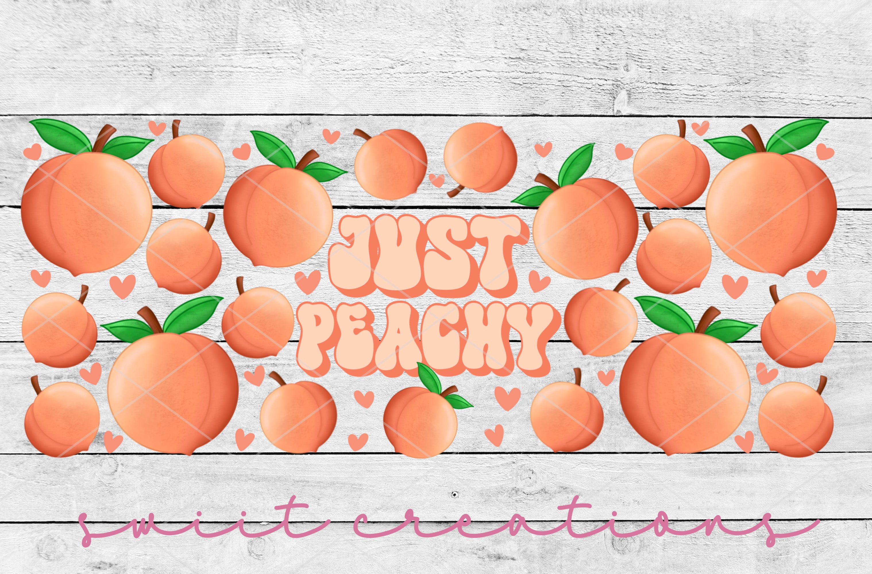 a bunch of peaches with the words just peachy on them