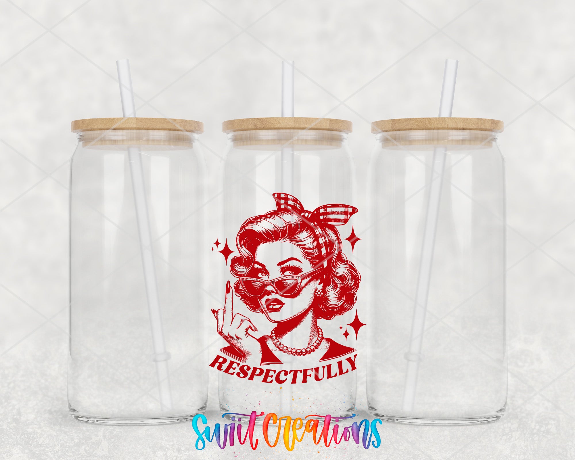 two plastic cups with lids with a picture of a woman smoking a cigarette
