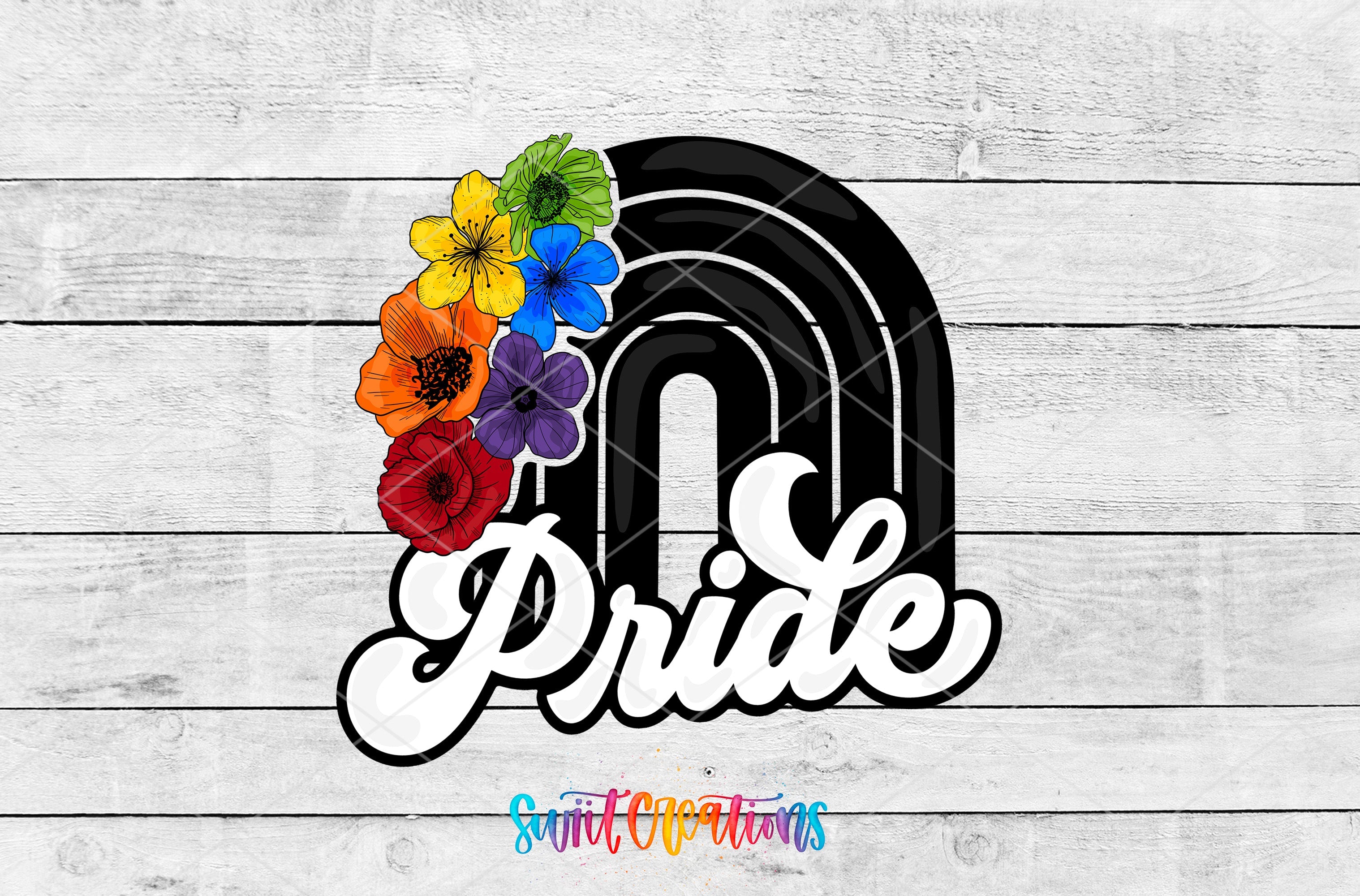 a wooden wall with the word pride painted on it