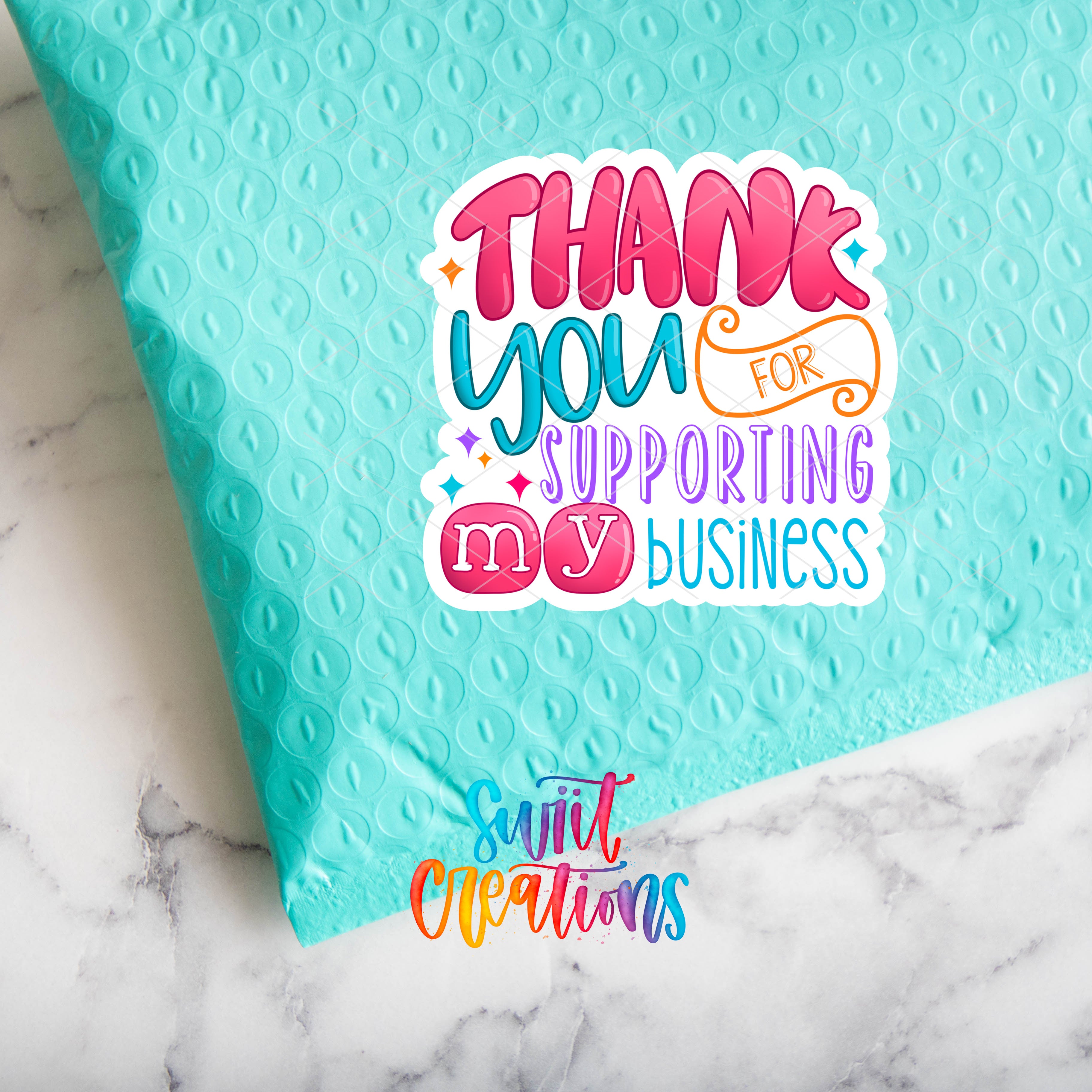 a blue bag with the words thank you for supporting my business on it