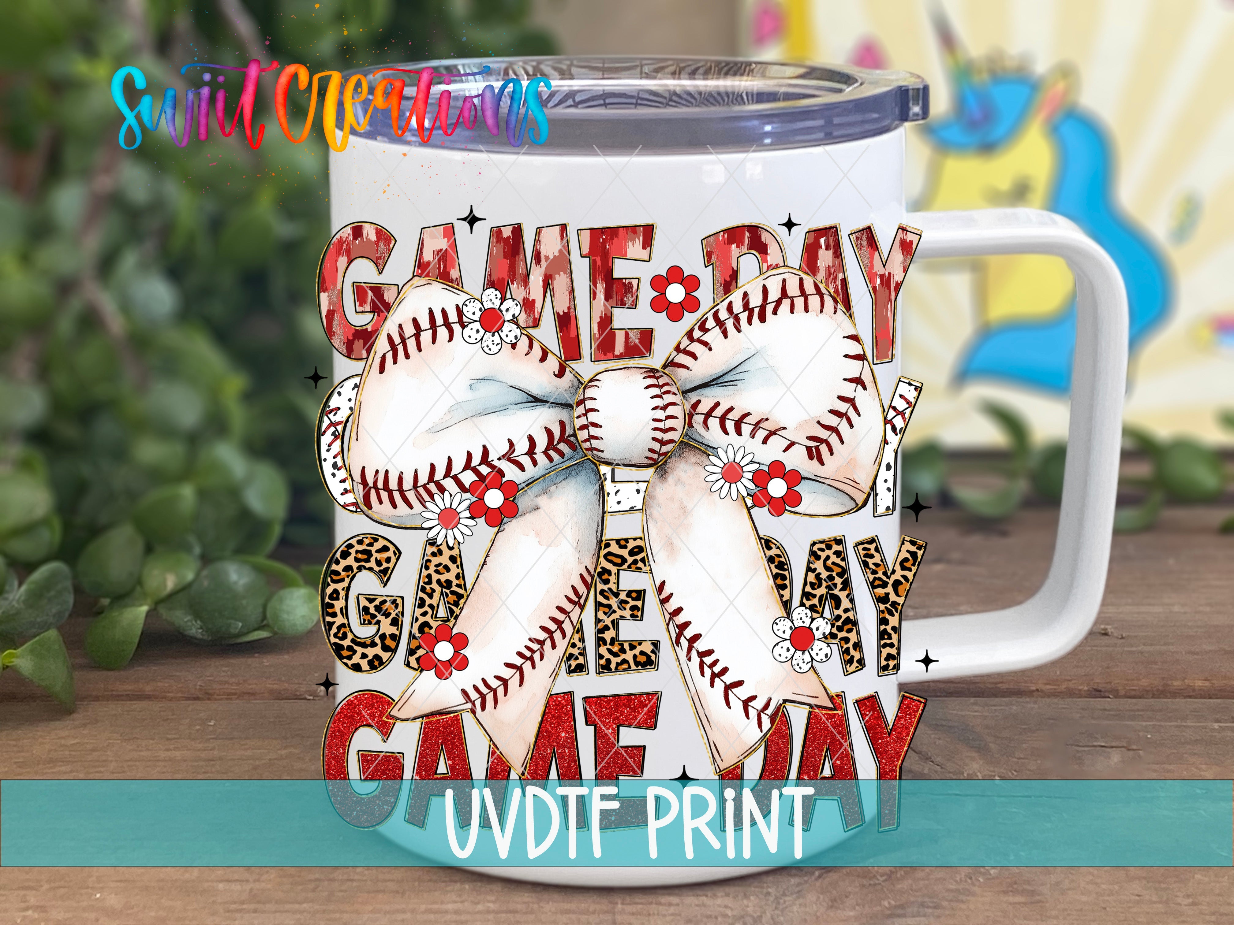 a white coffee mug with a baseball design on it