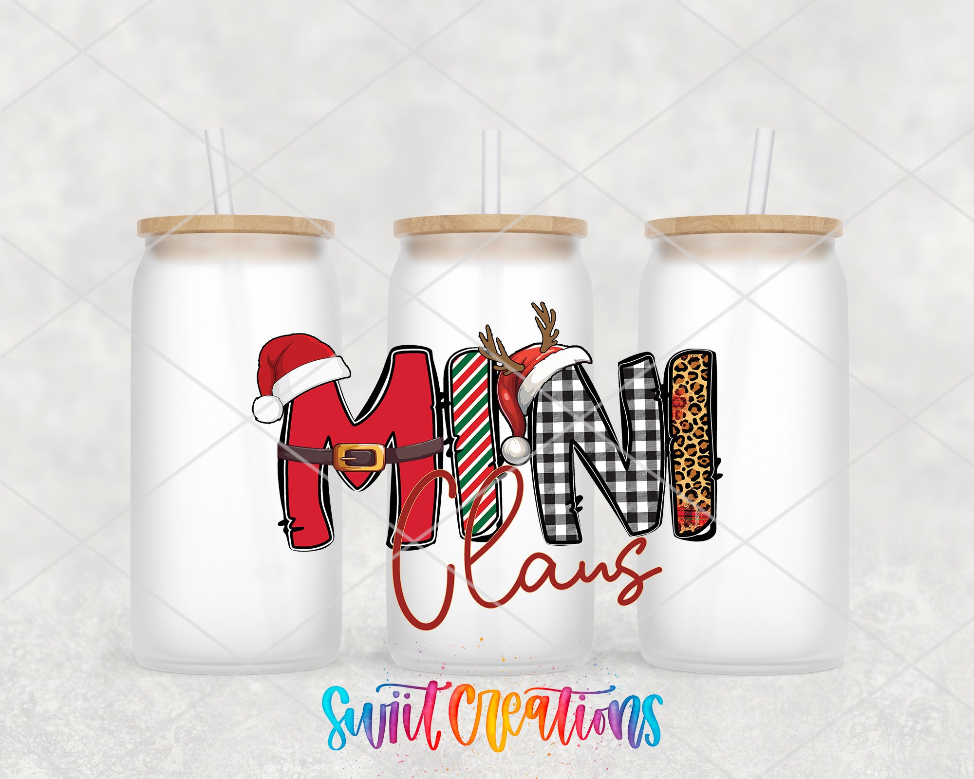 a couple of christmas themed mason jars