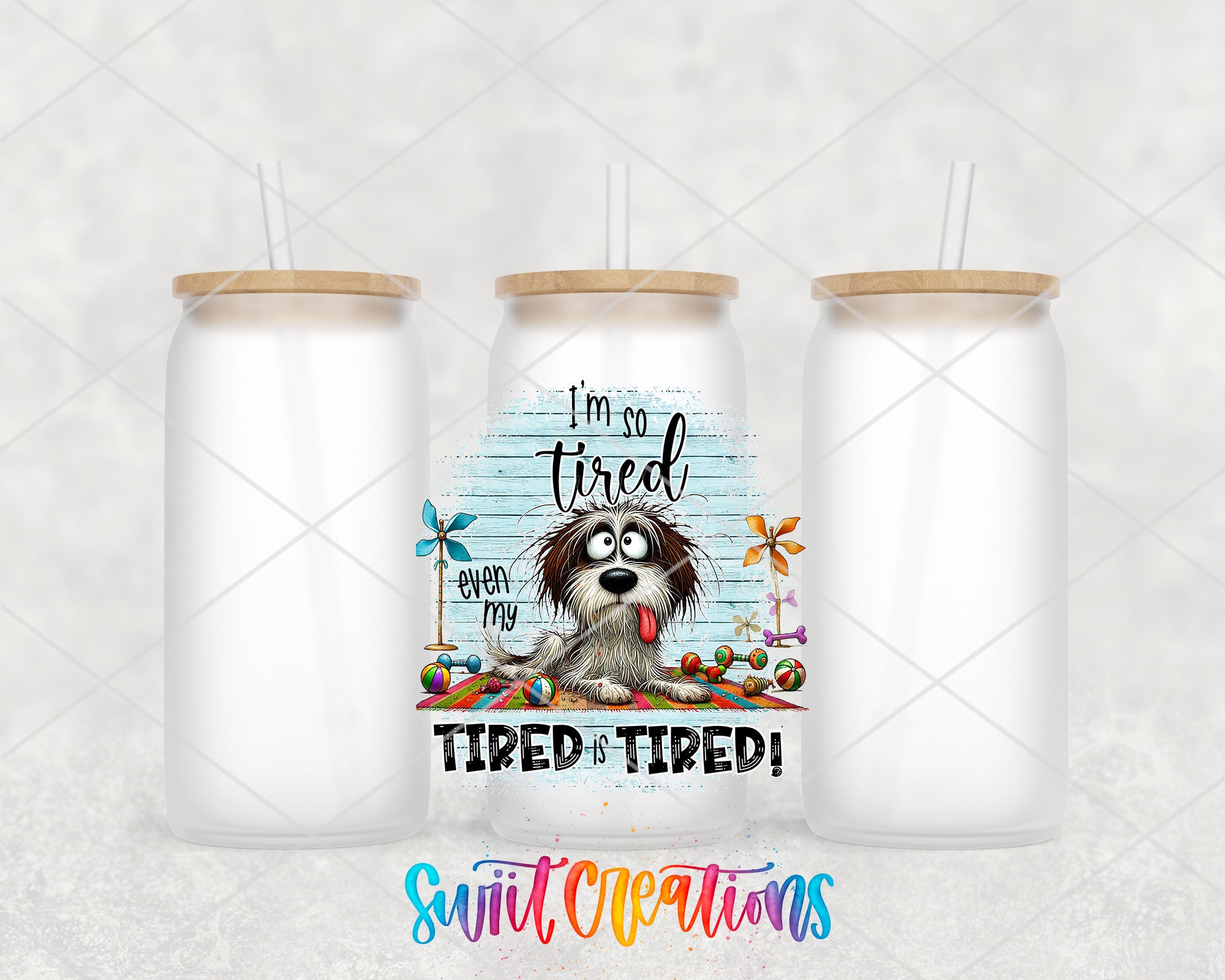 a couple of cups with a dog on them