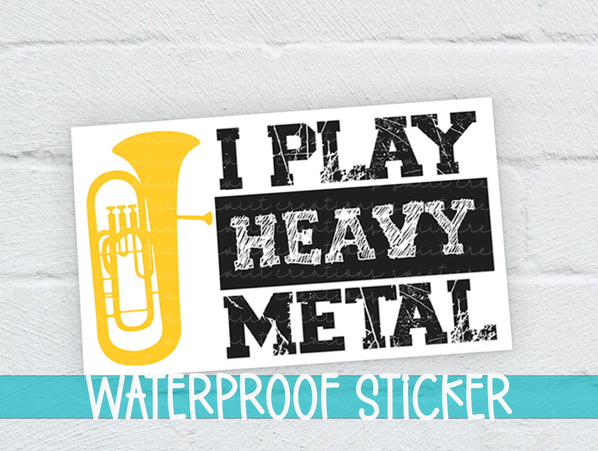 i play heavy metal waterproof sticker