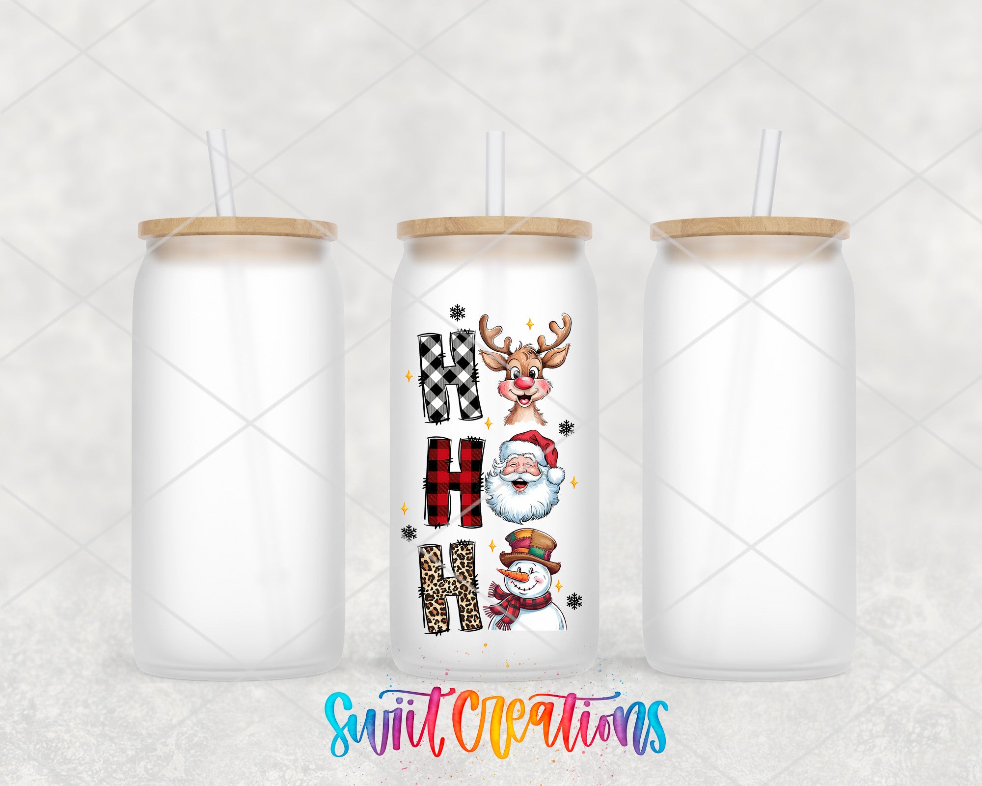 a couple of cups with santa claus on them