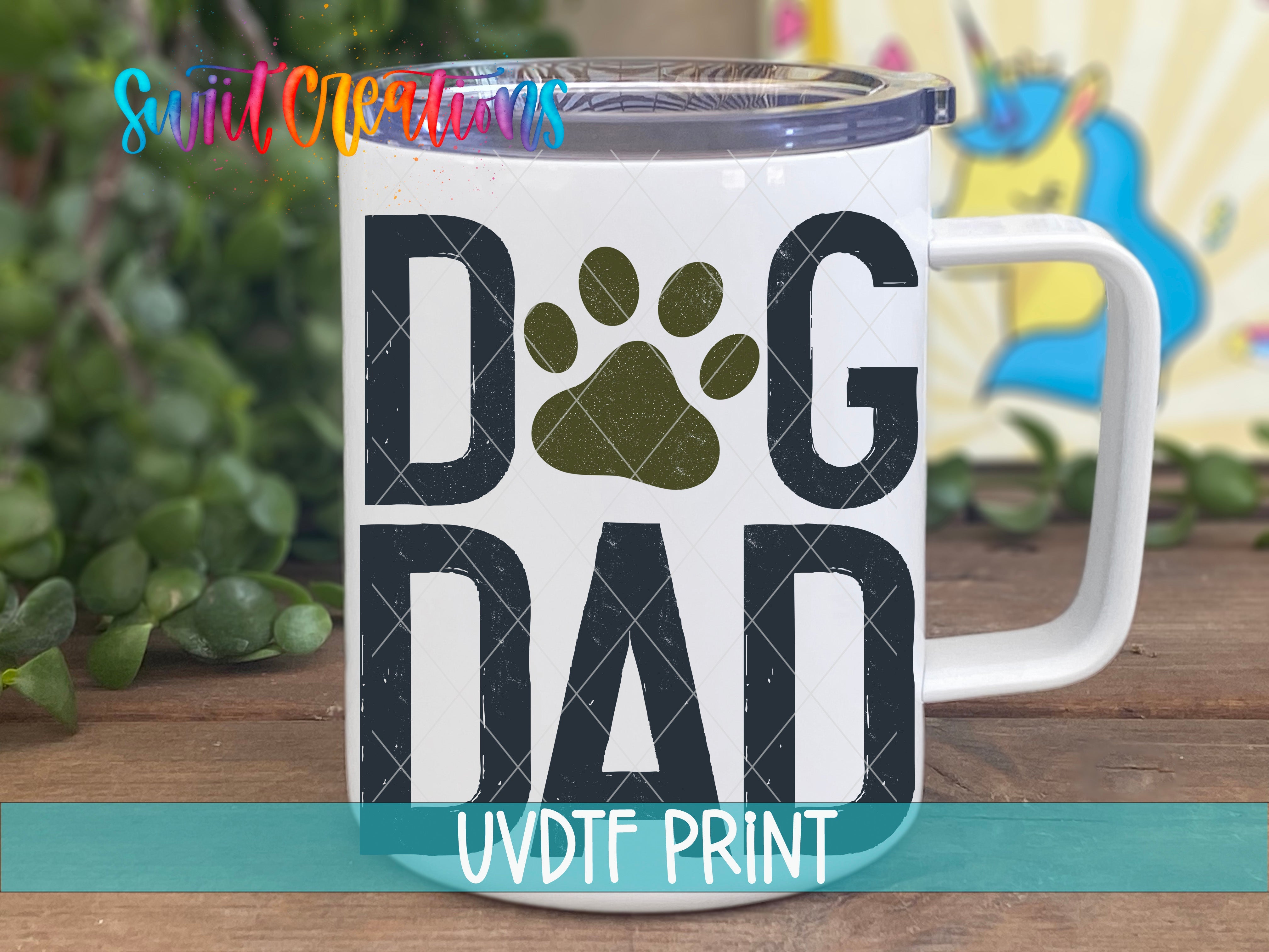 a coffee mug with a dog paw print on it