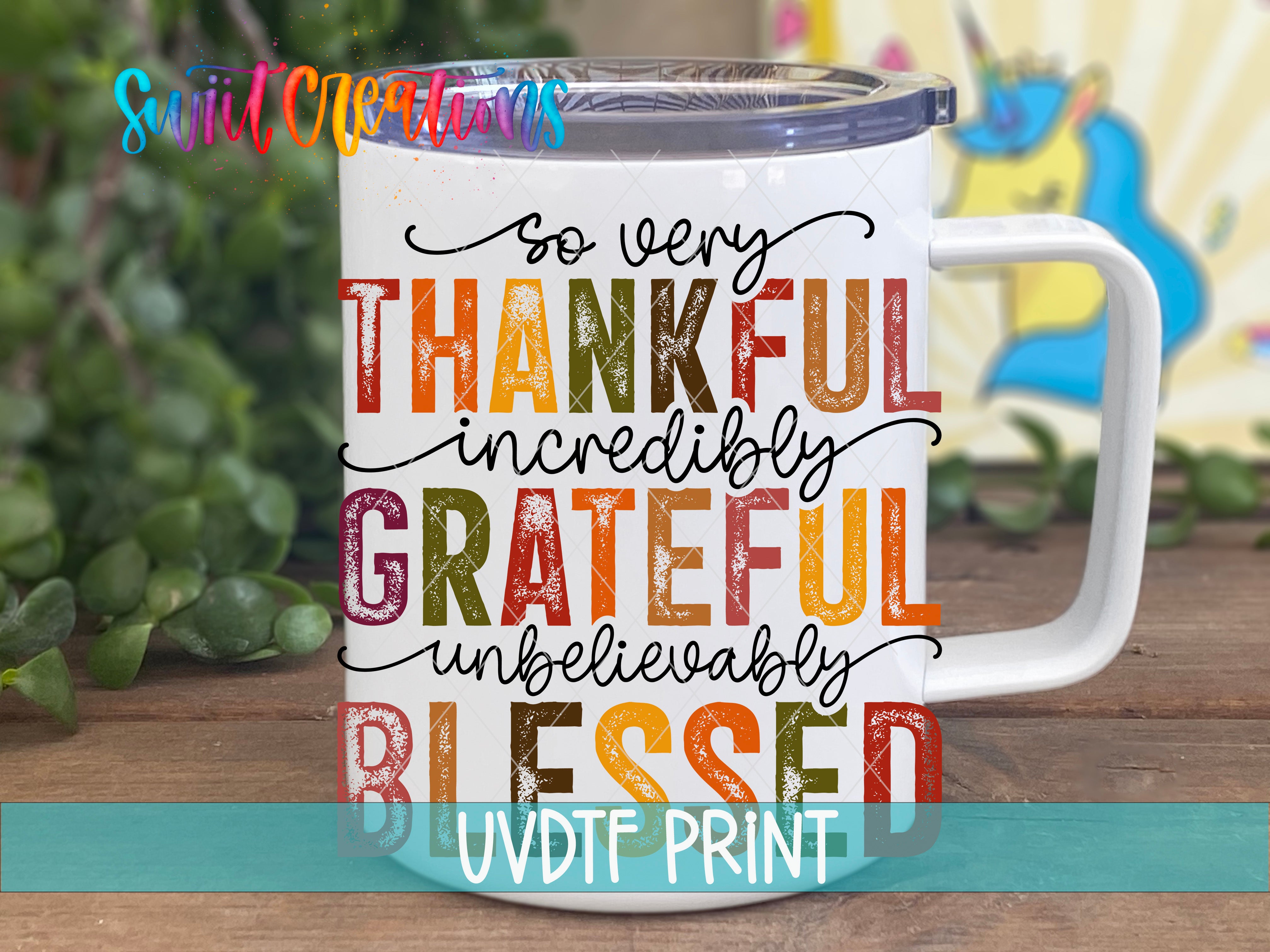 a coffee mug with the words grateful on it