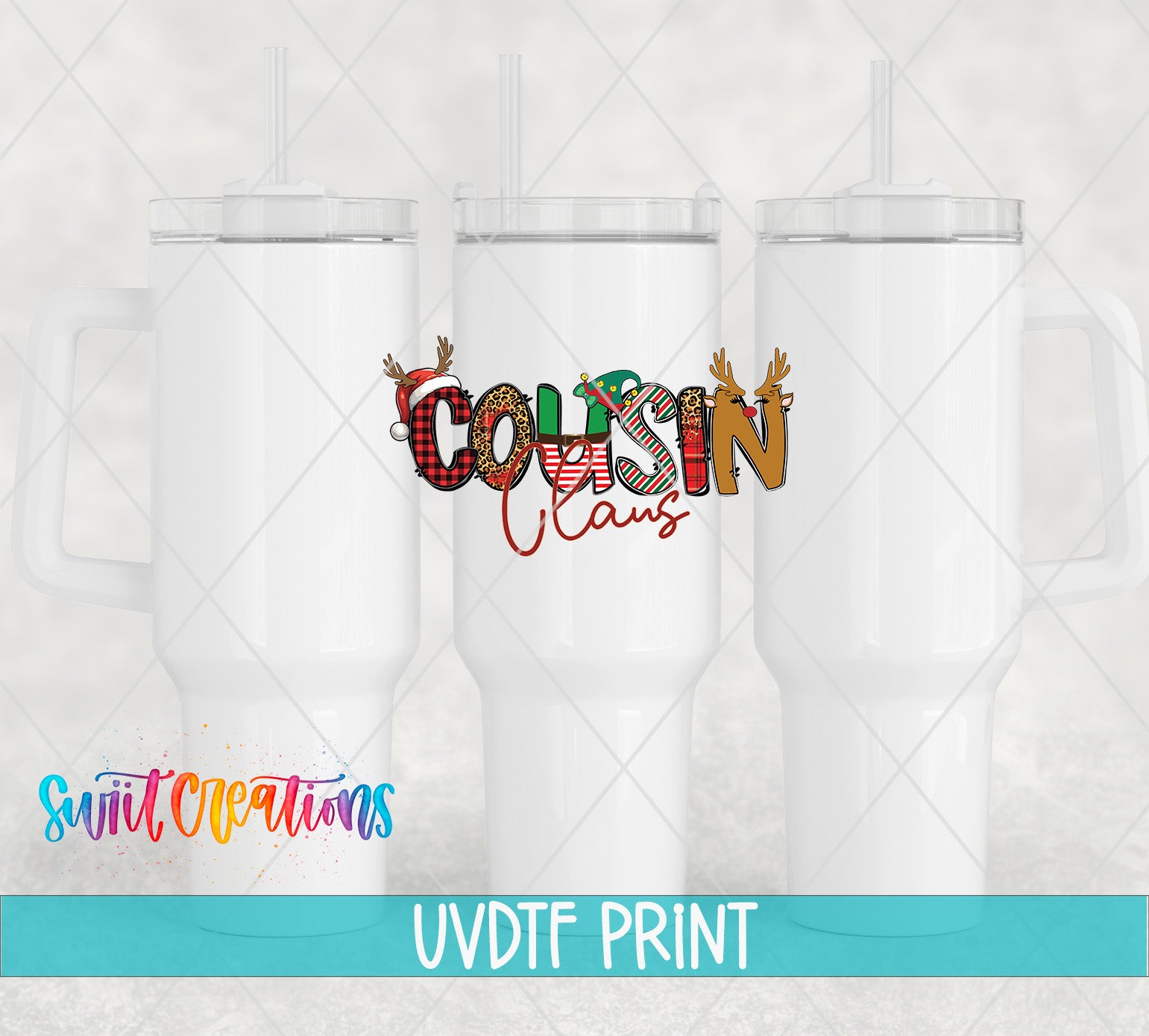 three white coffee mugs with the words coursin and candy on them