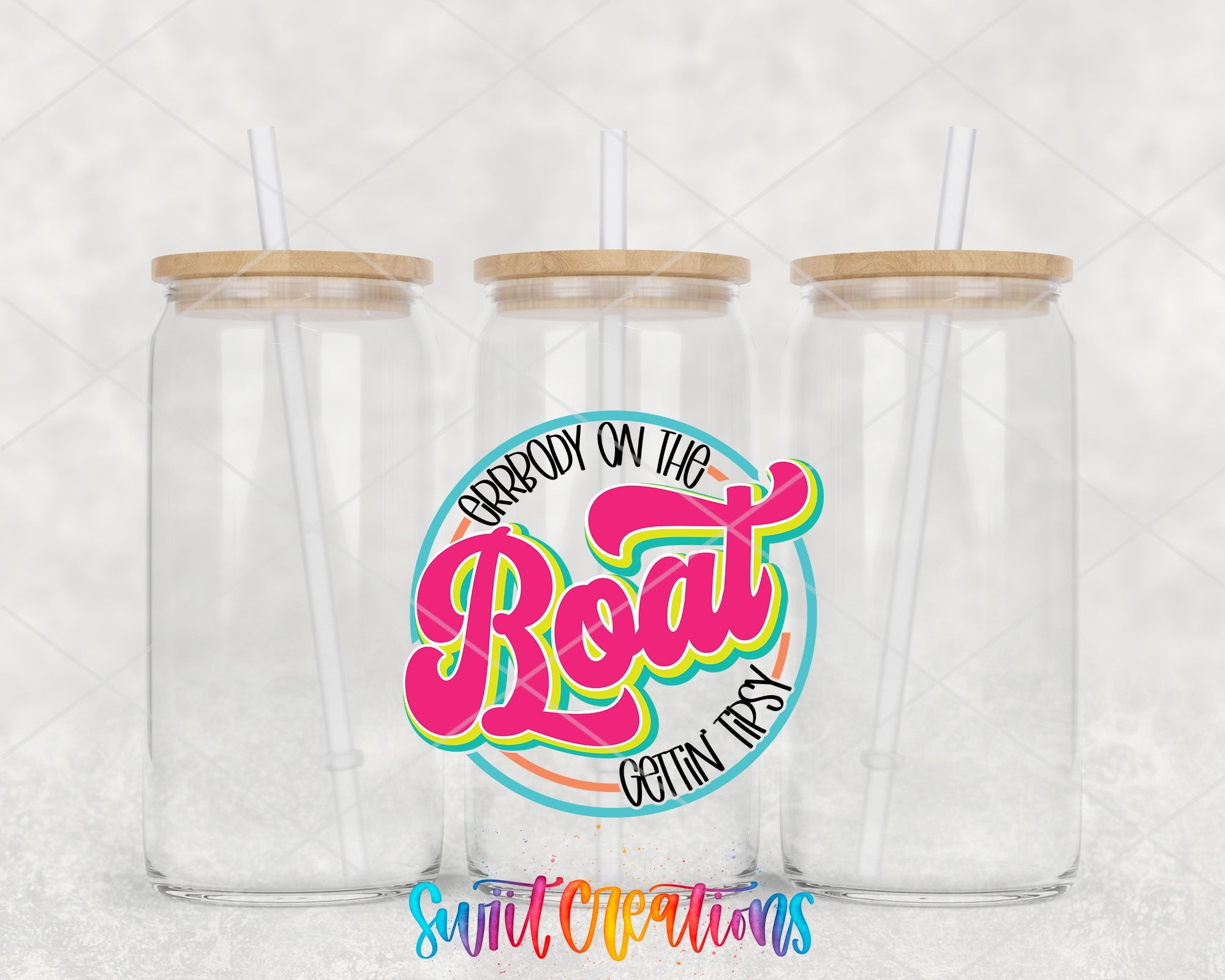three plastic cups with straws on top of them