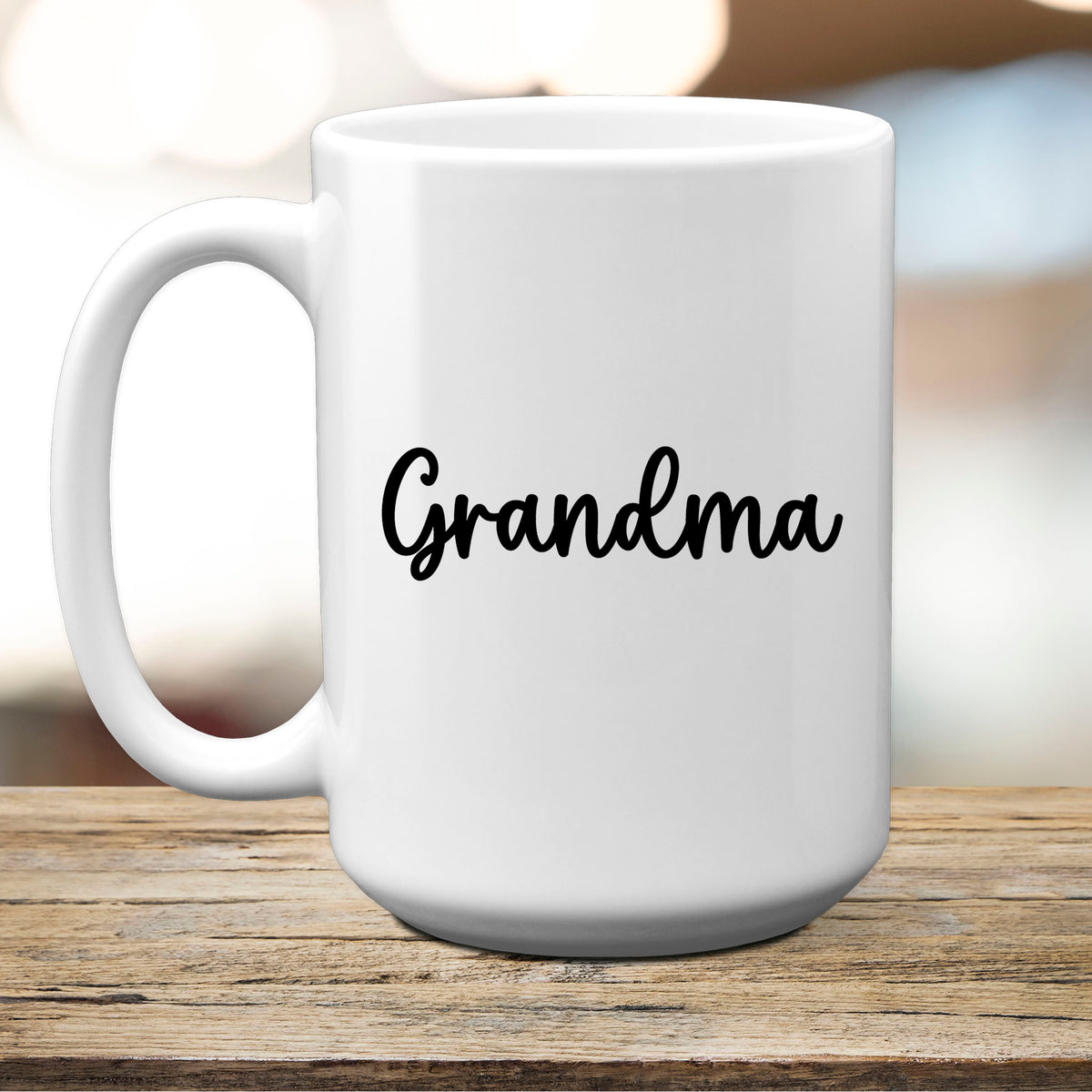 Personalized name example in Font 3 on a 15oz ceramic mug