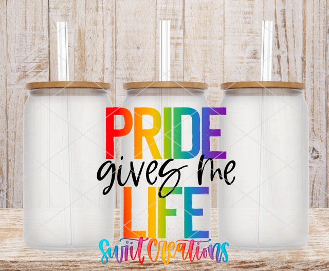 two white coffee mugs with the words pride gives me life