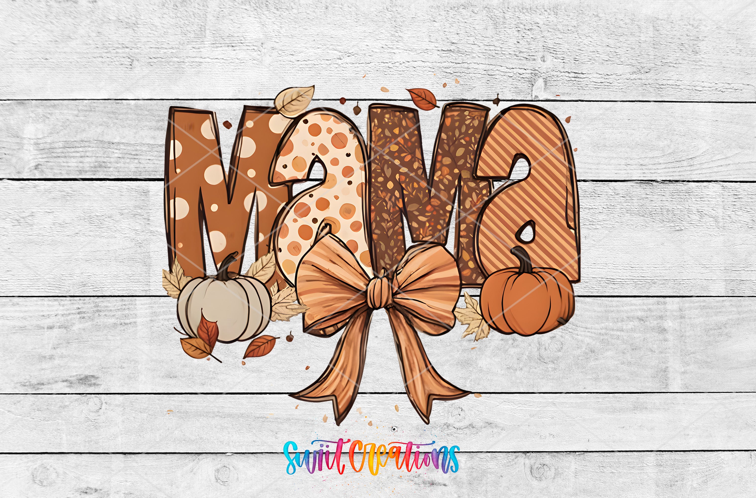 the word fall with pumpkins and gourds on a wooden background