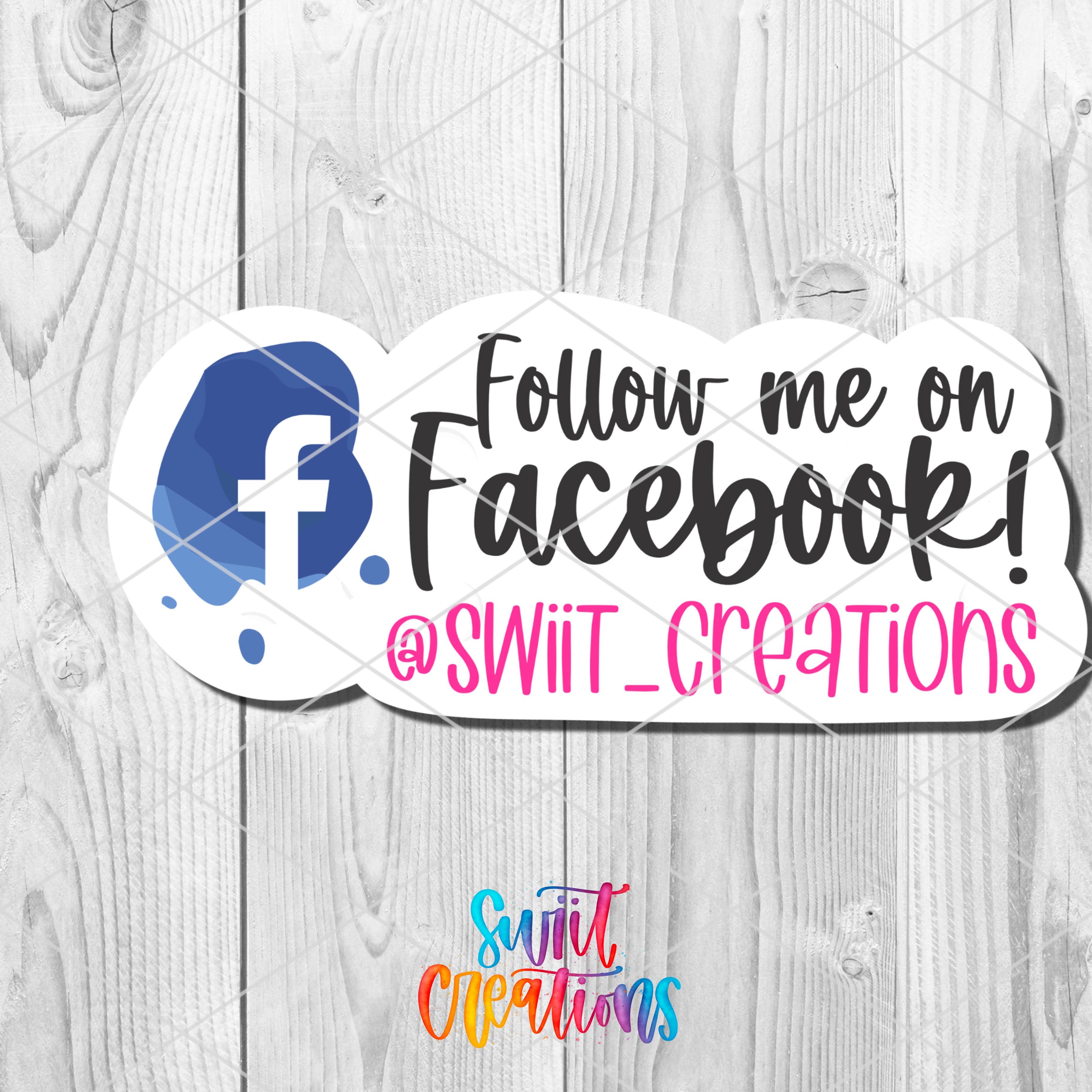 a sticker that says follow me on facebook