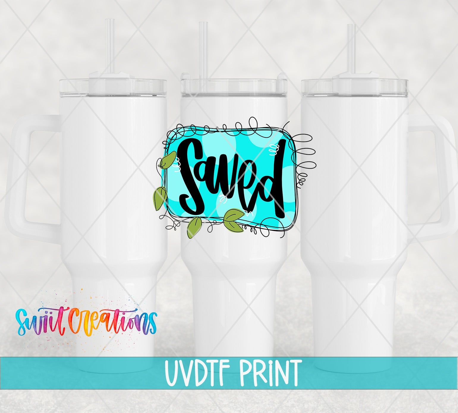 a set of three tumbles with the word swad on them